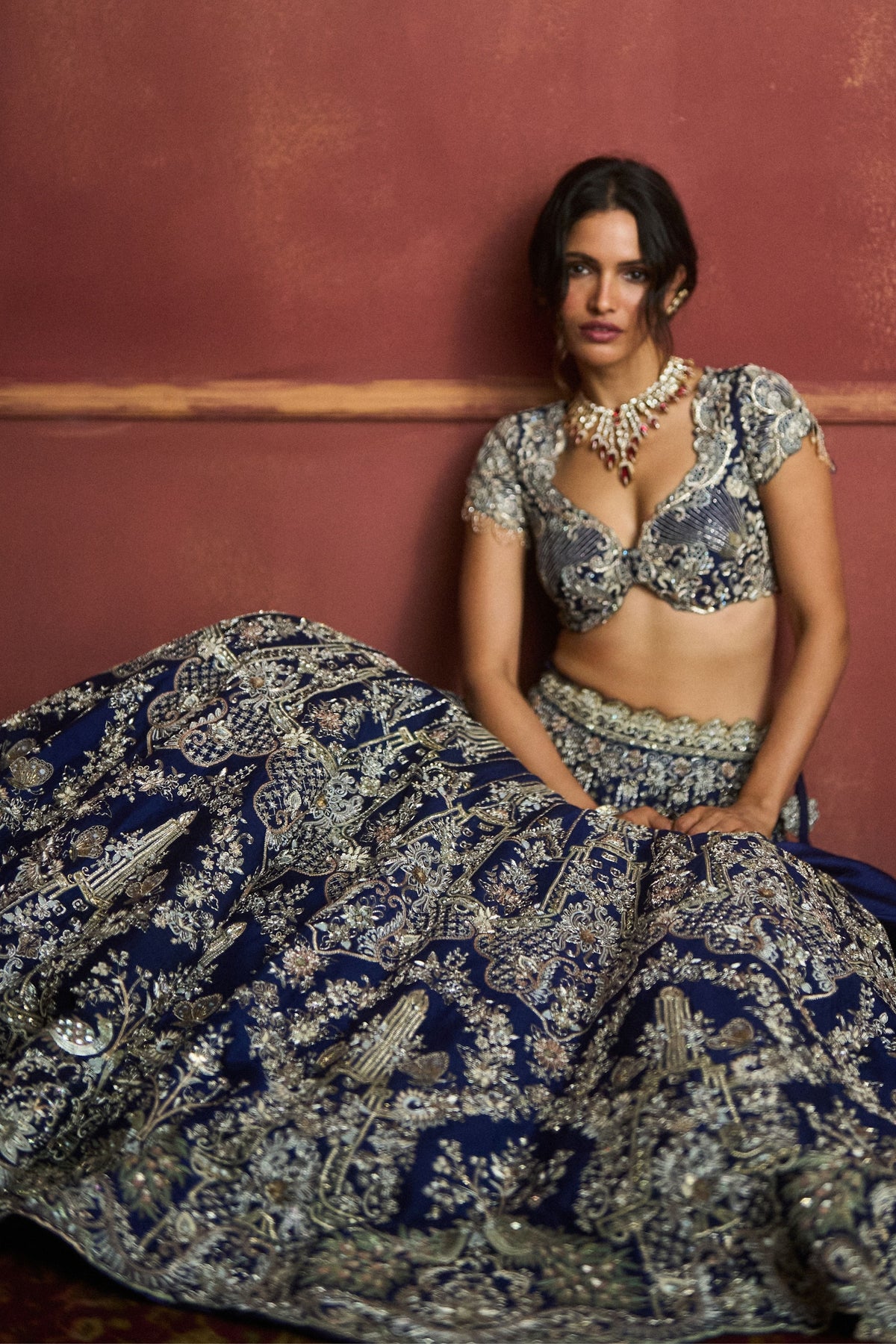 Purple Raw Silk Lehenga Set