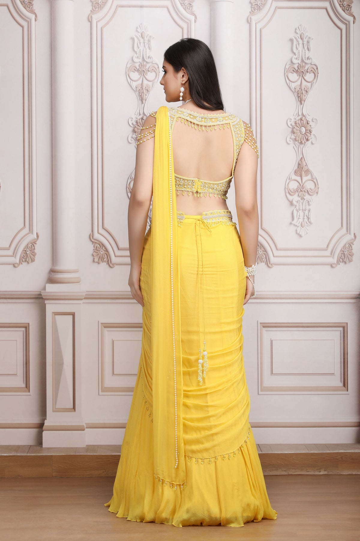 Yellow Drape Saree