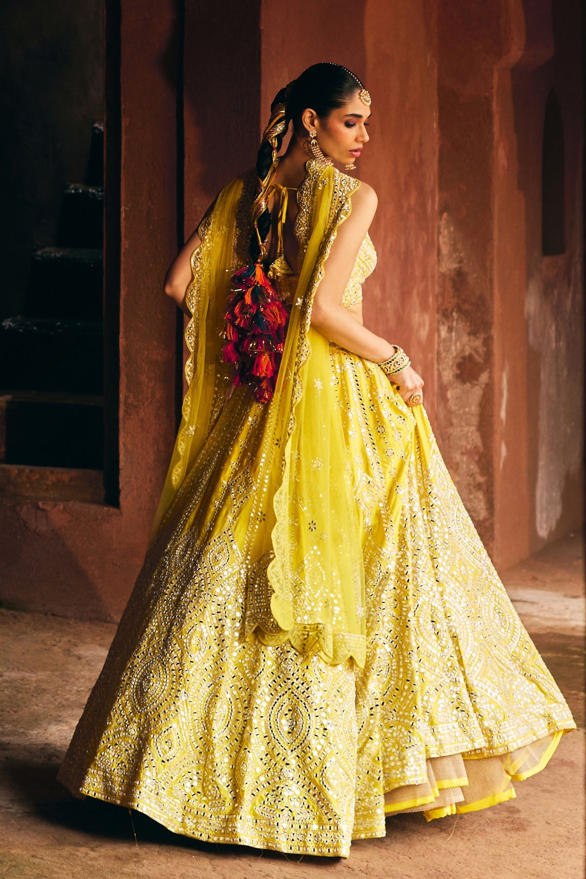 Yellow Silk Lehenga Set