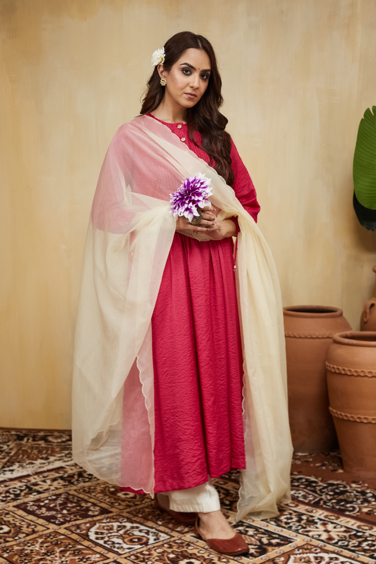 Pink Stripe Rashida Kurta Set