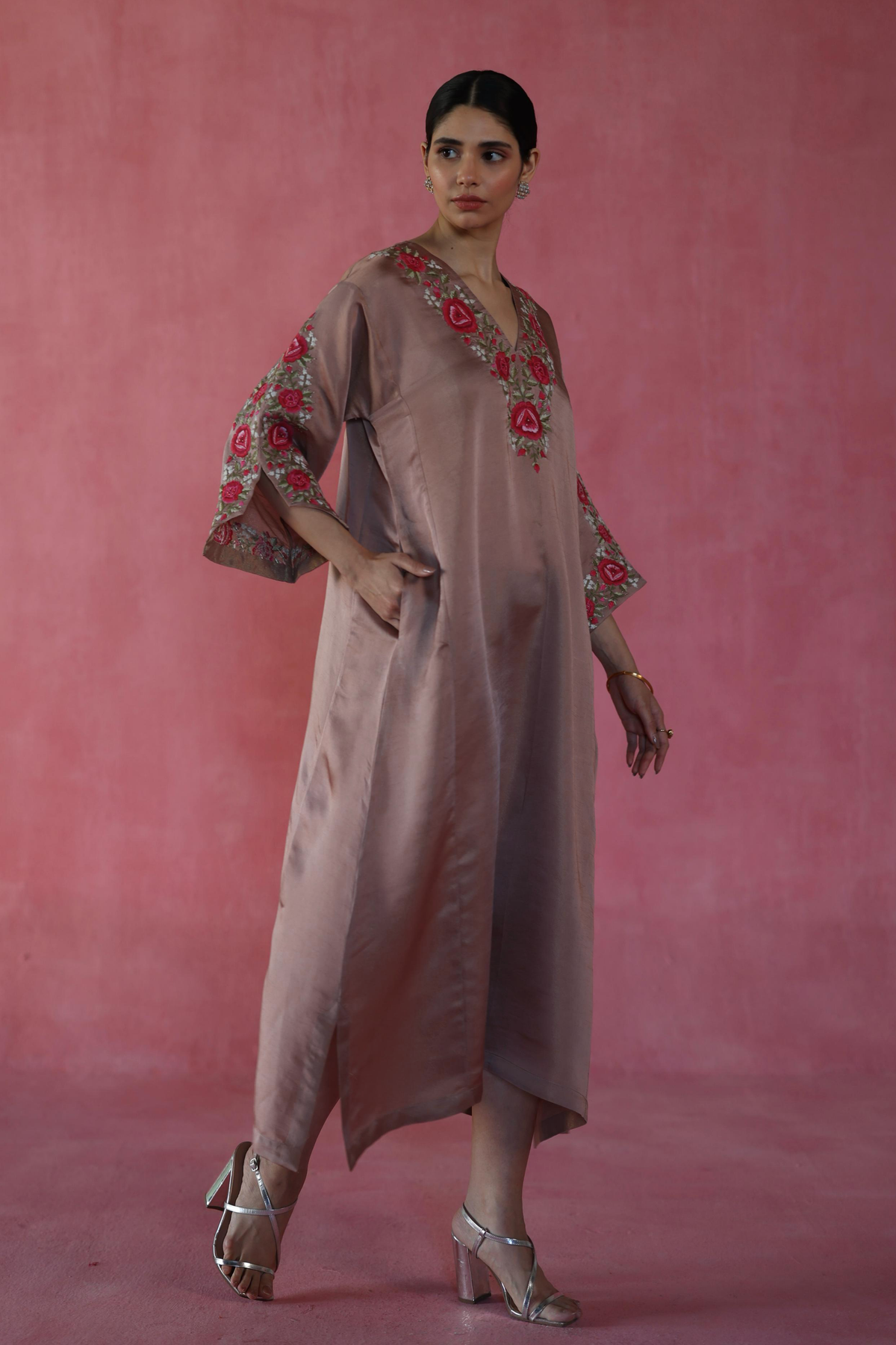 Beige Sheermal Kaftan