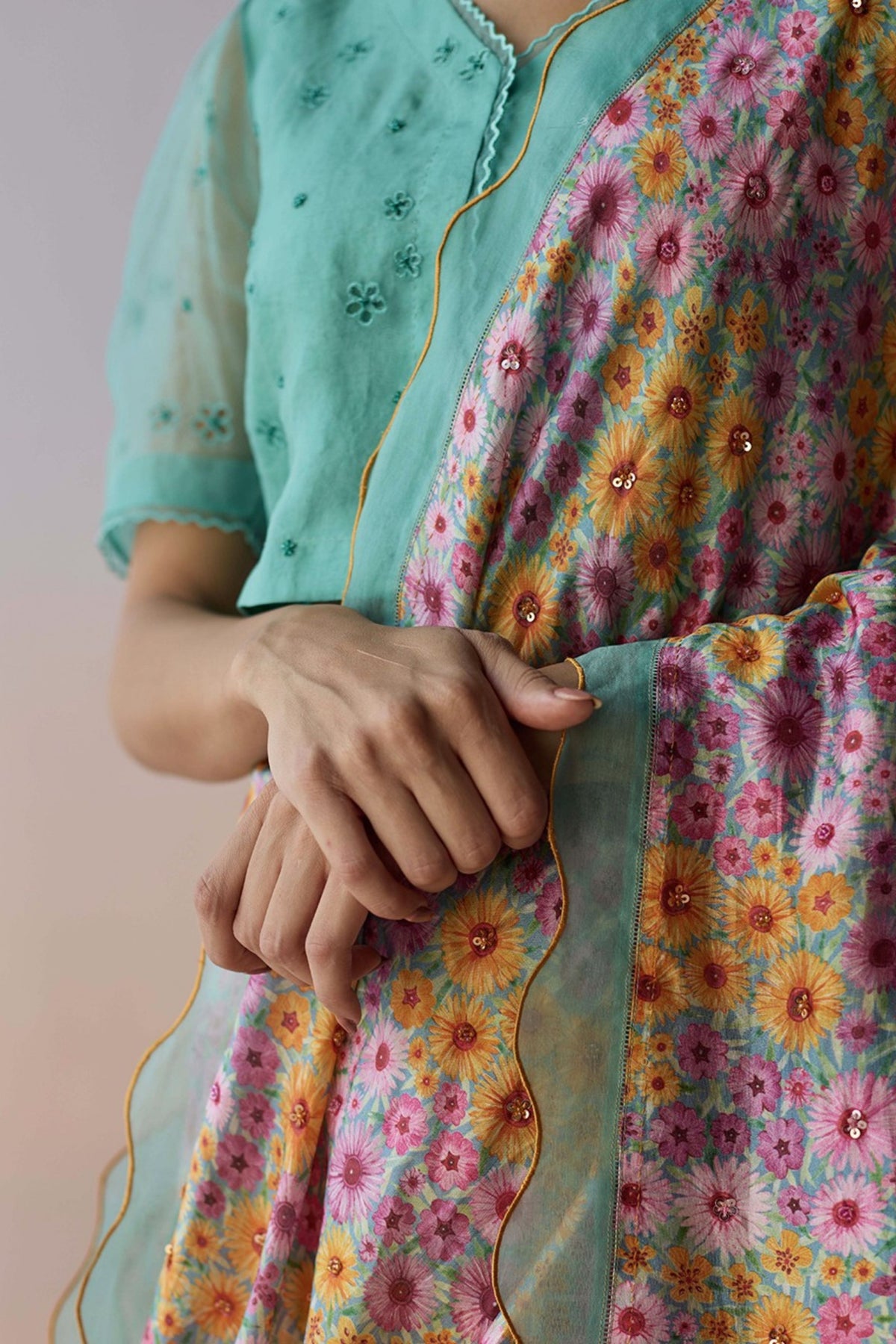 Wildflower Dawn Blue Saree