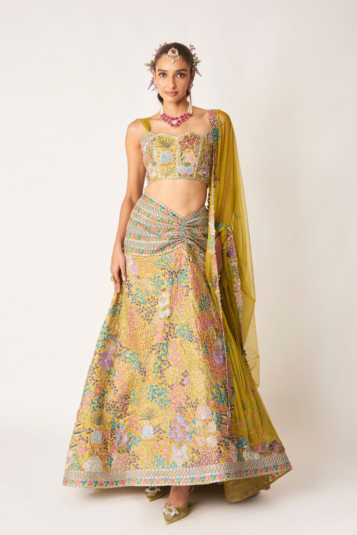 Olesia Ruched Lehenga Set