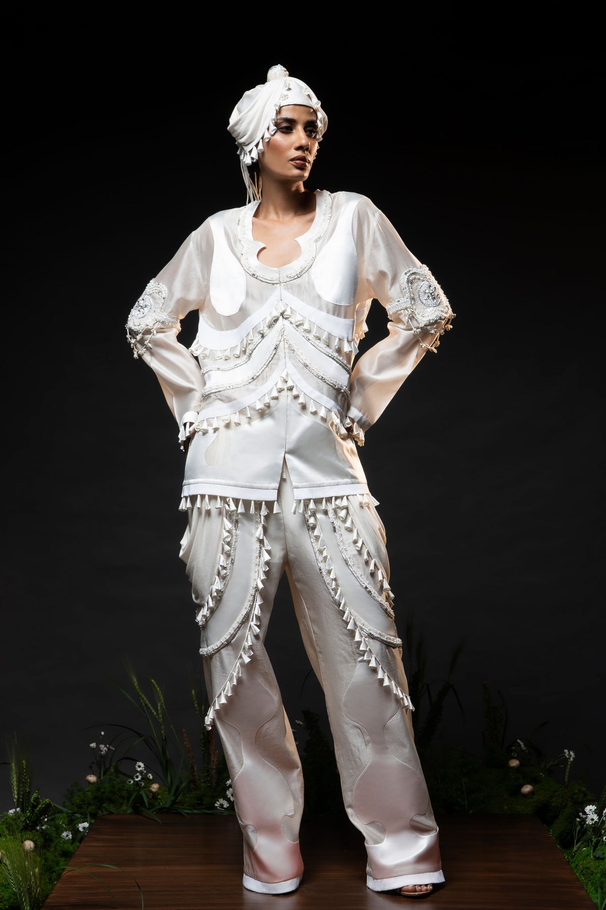 Ivory Patchwork Jacket Set