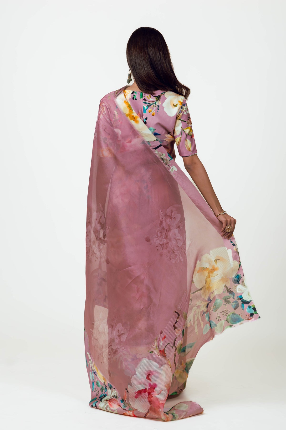 Julie Old Rose Organza Saree