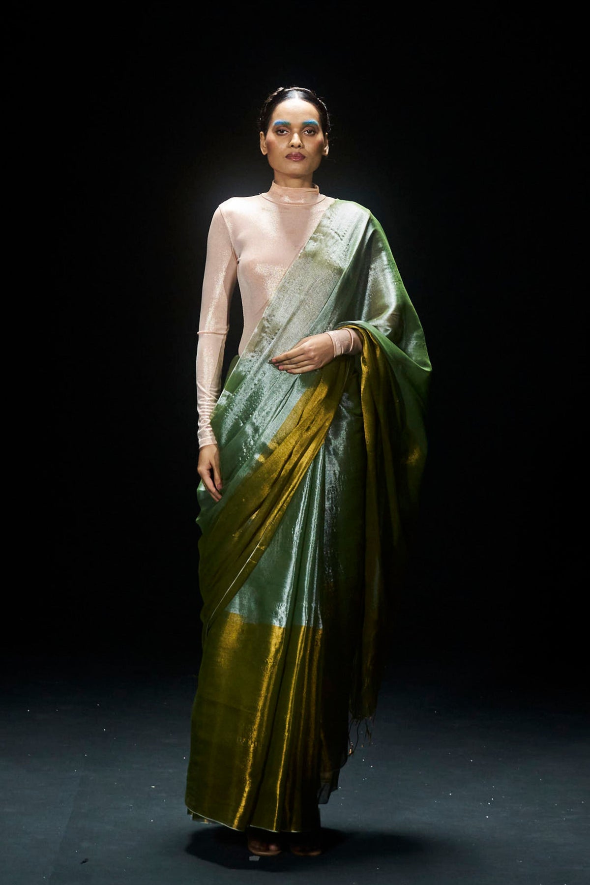 Green and Gold Tissue Saree
