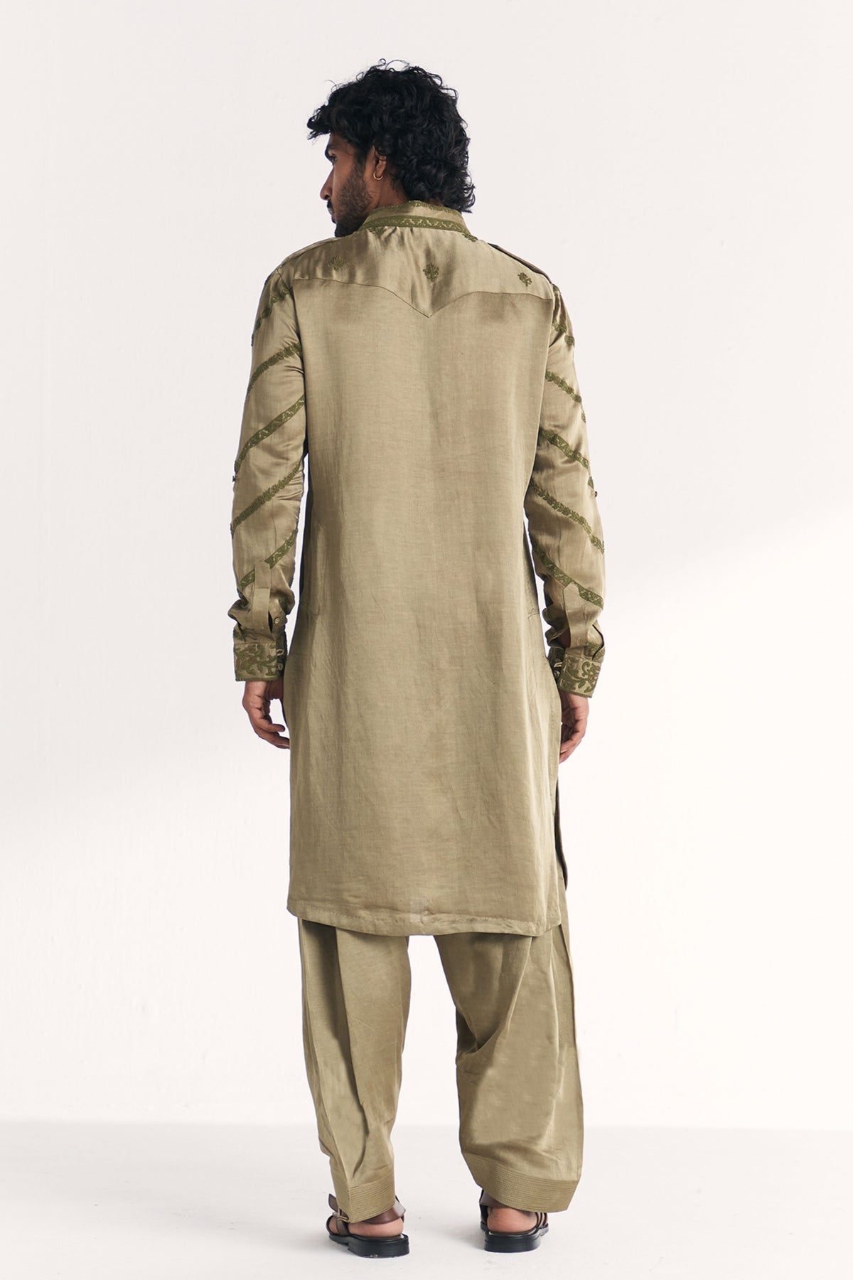 Faris Green Pathani Kurta Set