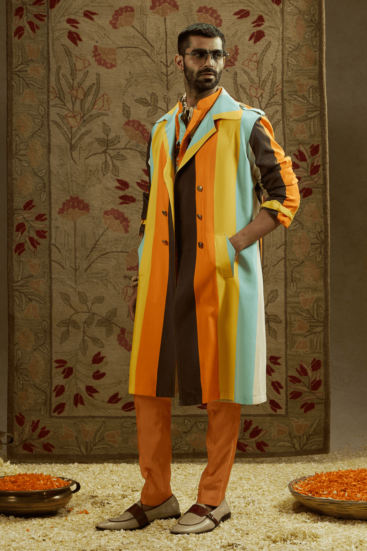 Stripe Trench Coat