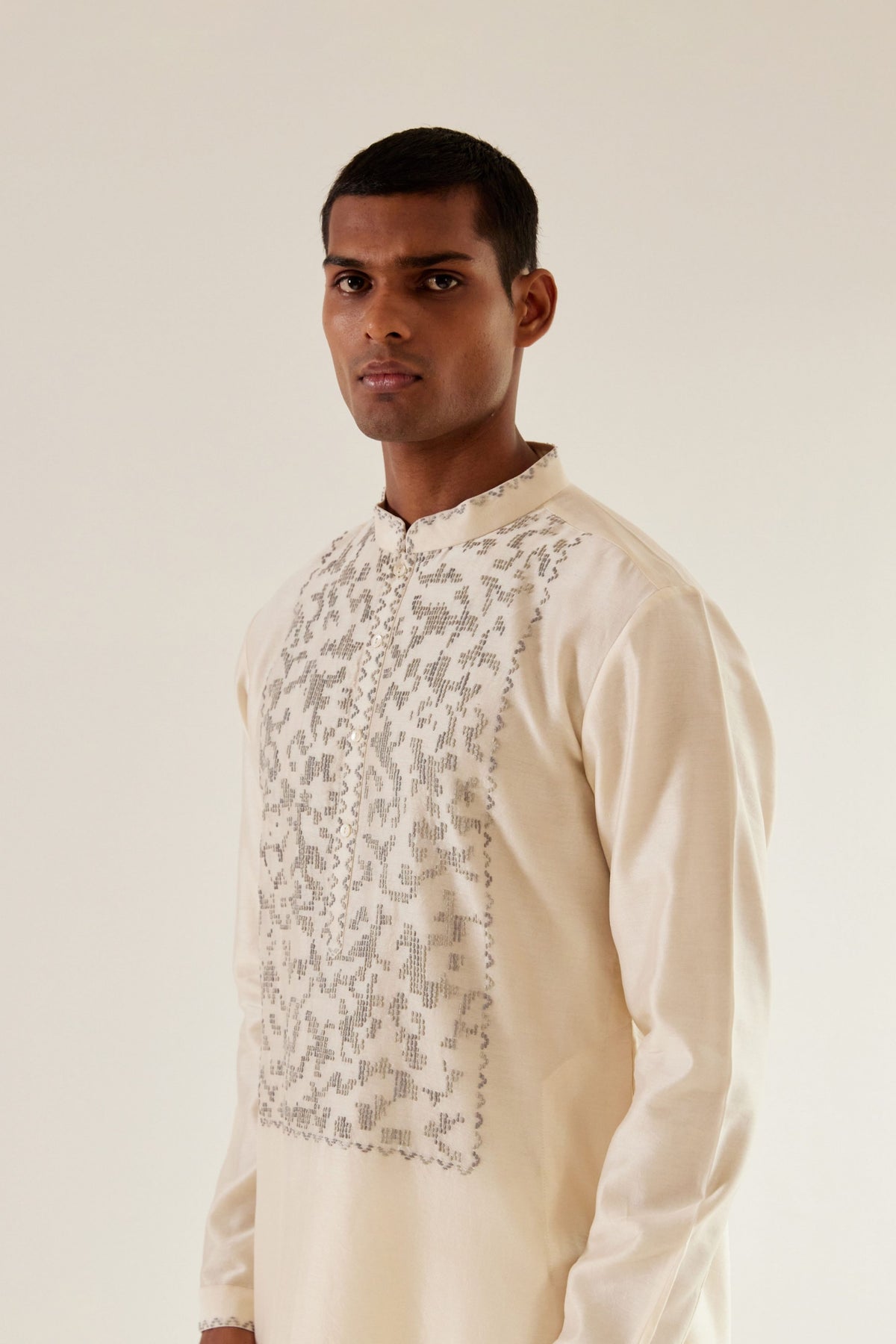 Camo Block Yoke Embroidery   Kurta Set