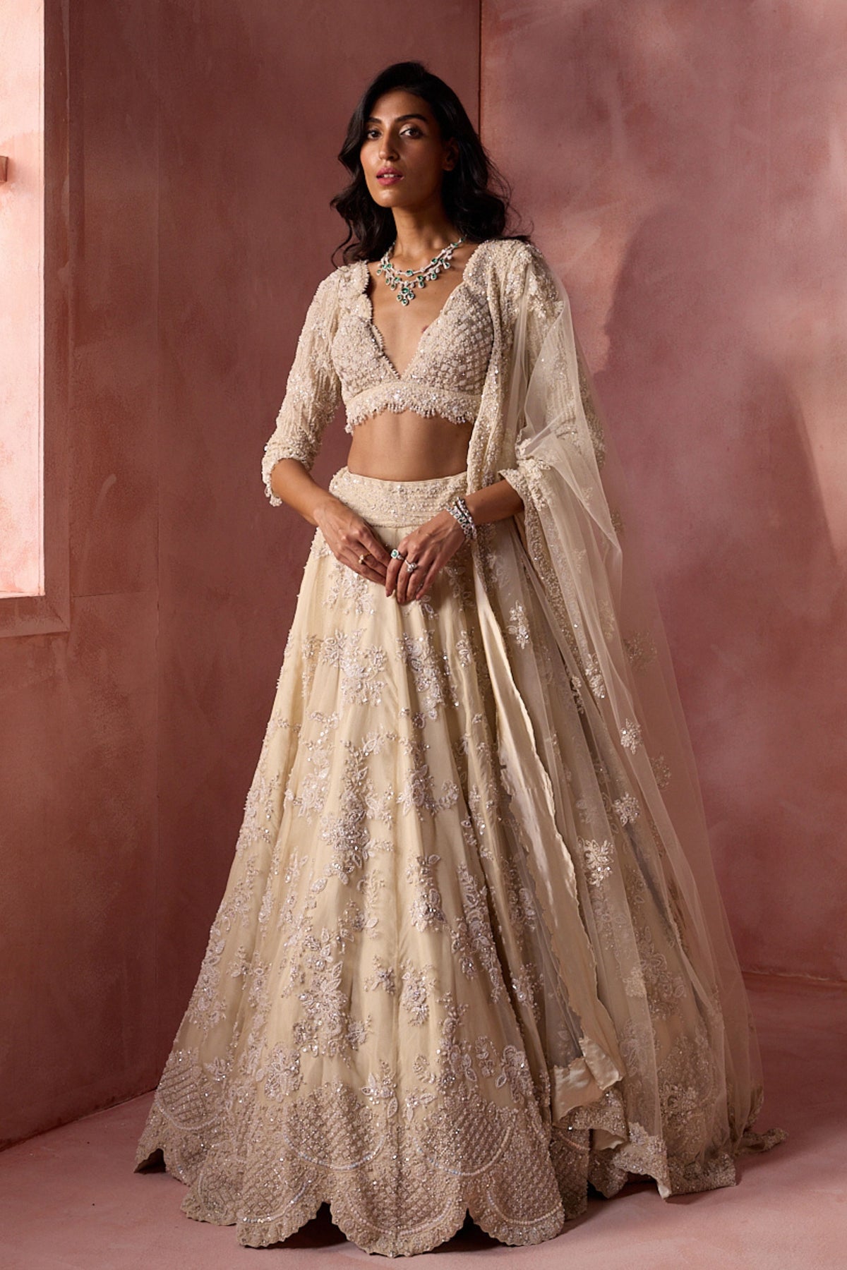 Ivory Organza lehenga Set