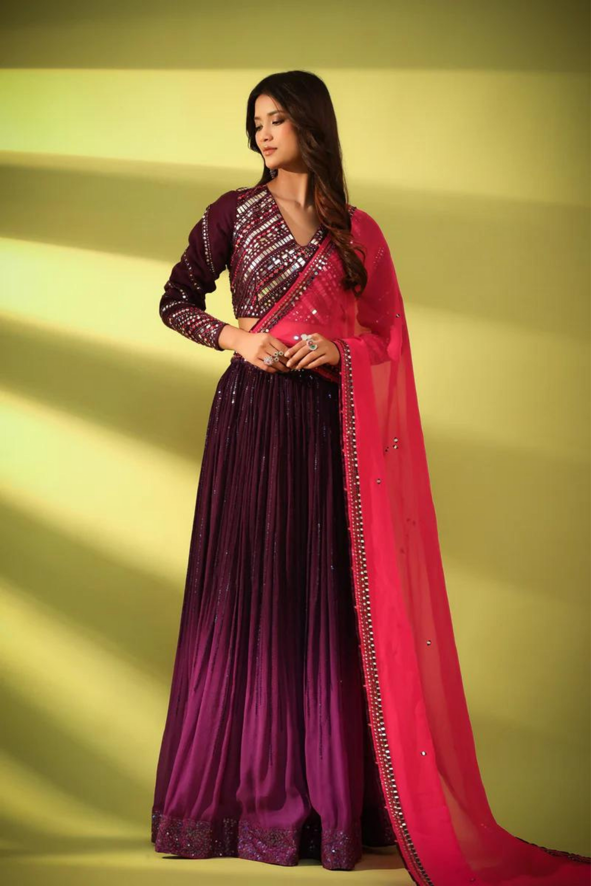 Aubergine Lehenga Set