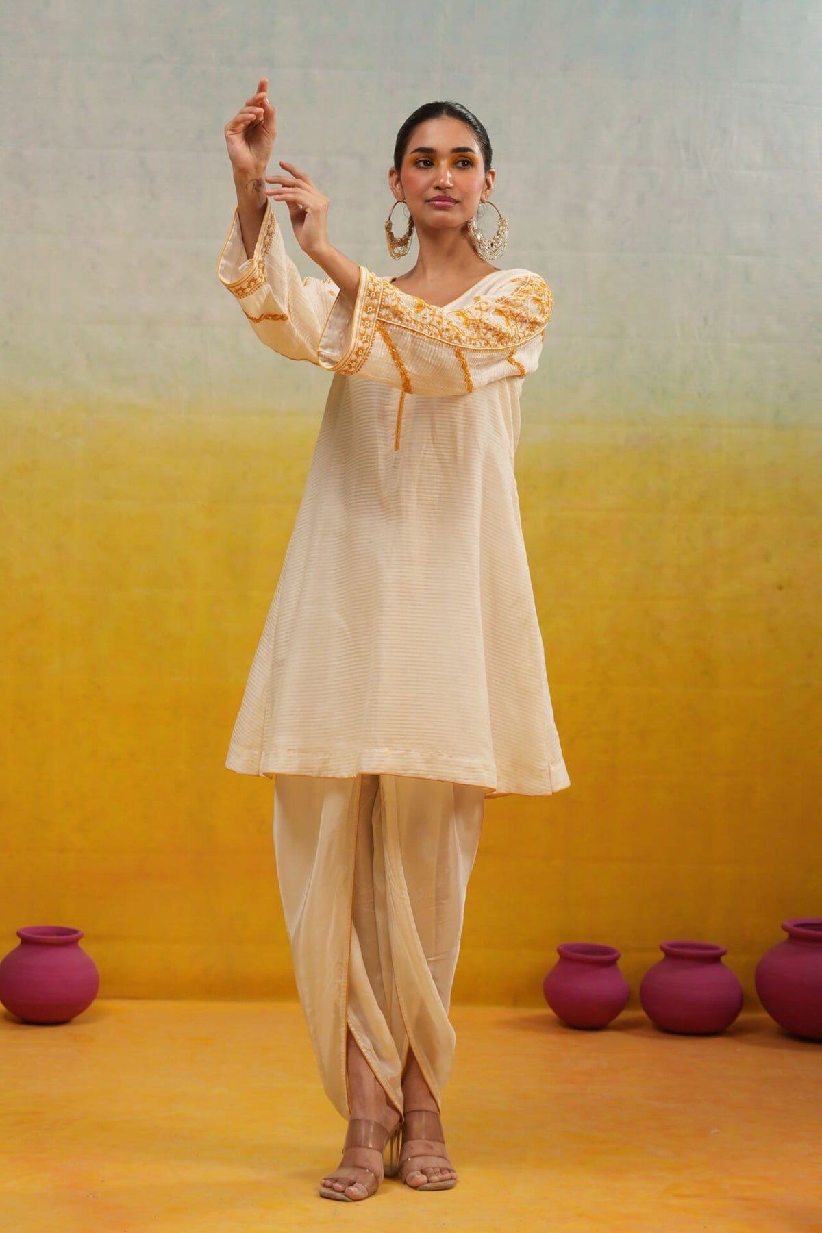 White Tunic and Tulip Salwar Set