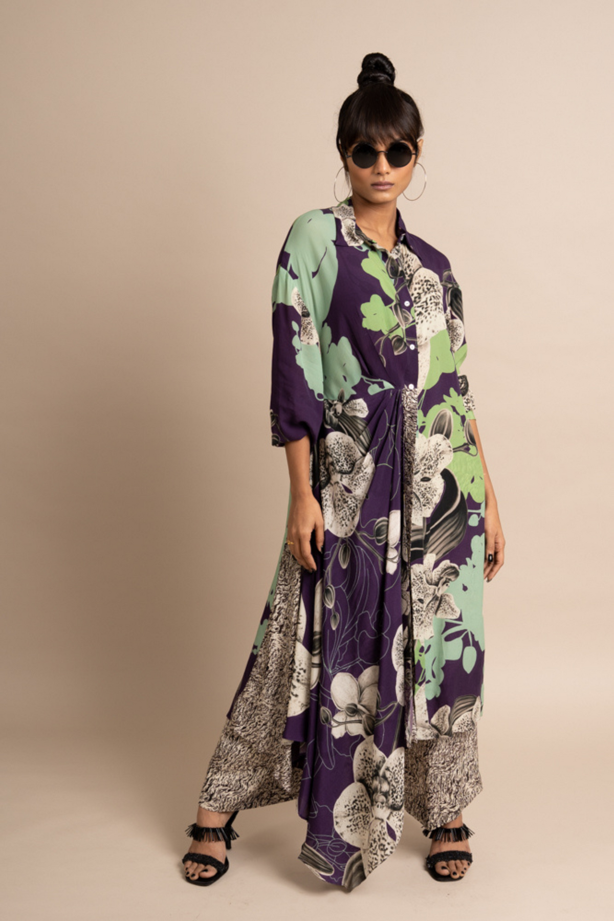 Aubergine Print Shirt With Pant