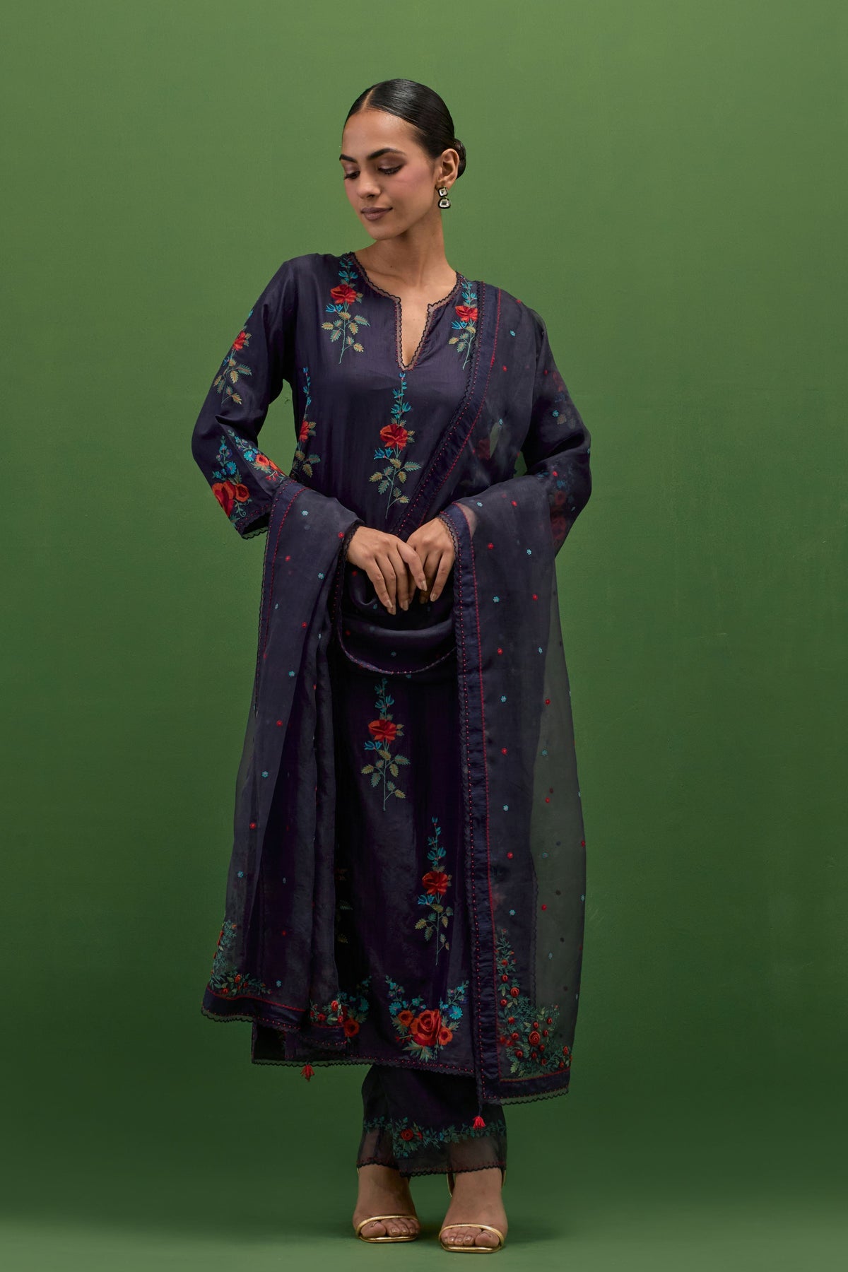 Midnight Embroidery Straight Kurta Set