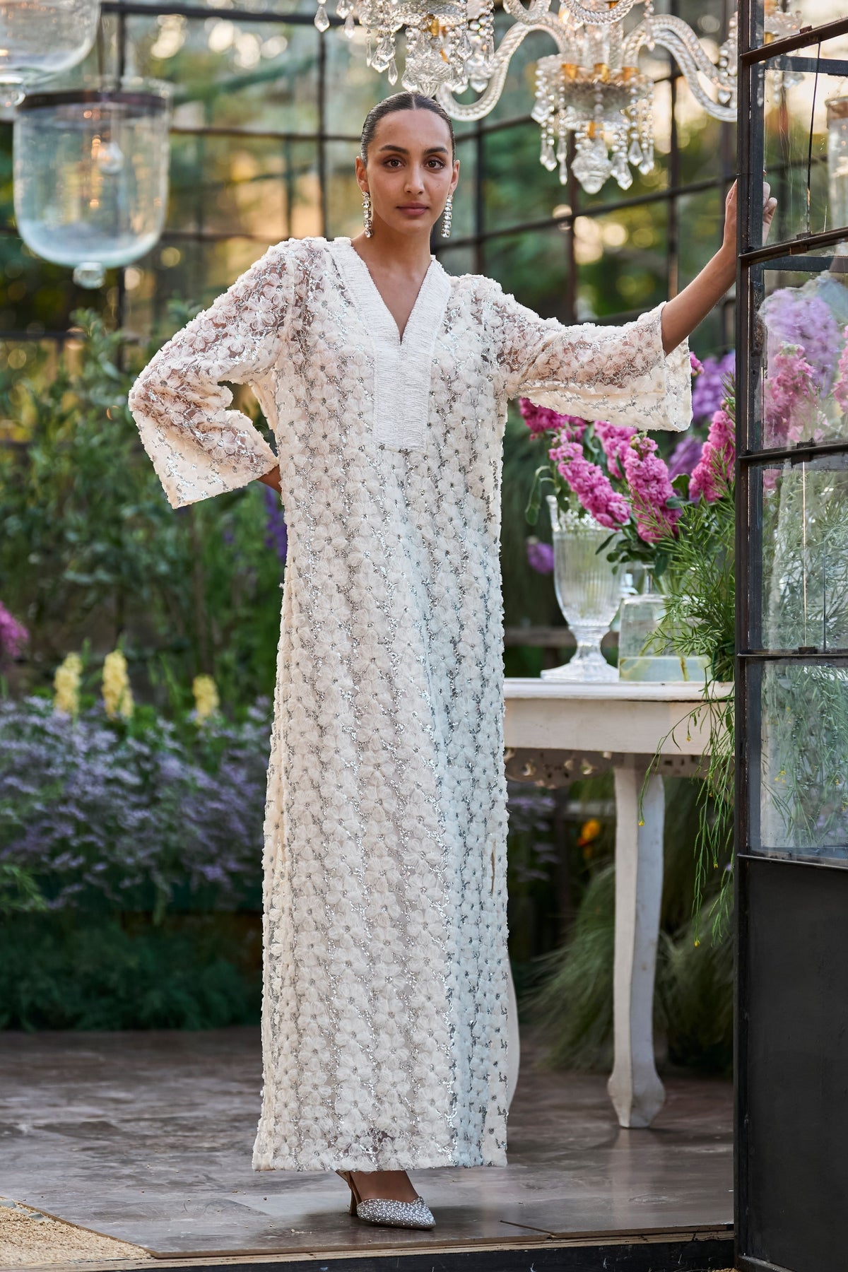 Sequin Embroidered Kaftan Dress