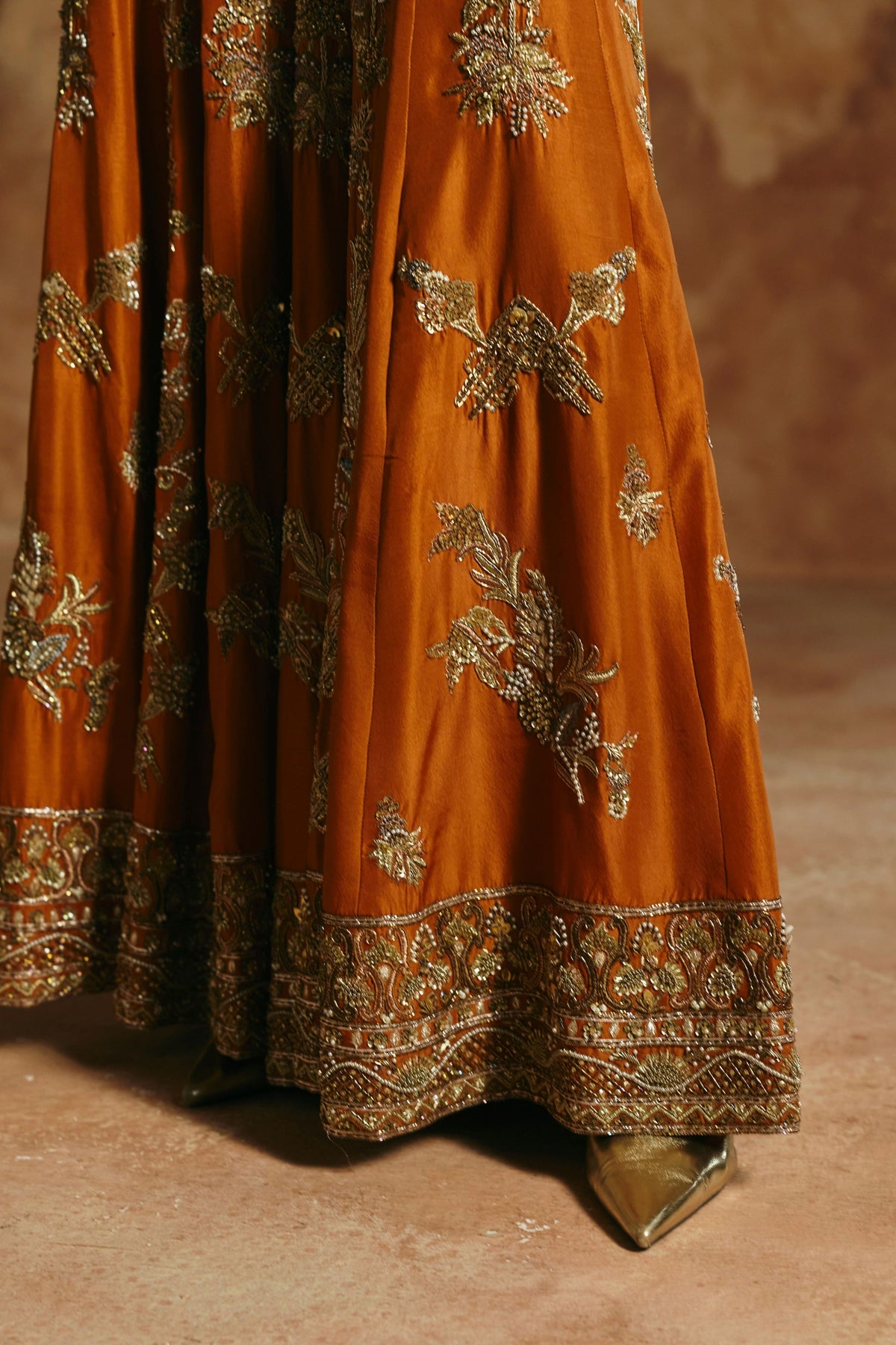 Orange Sindh Multicoloured Corset Set