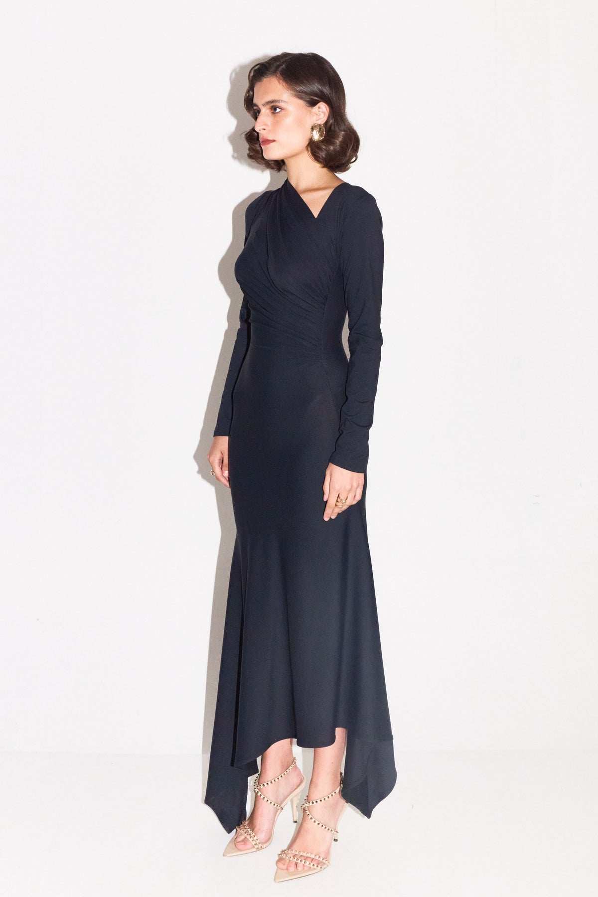 Allison Draped Black Dress
