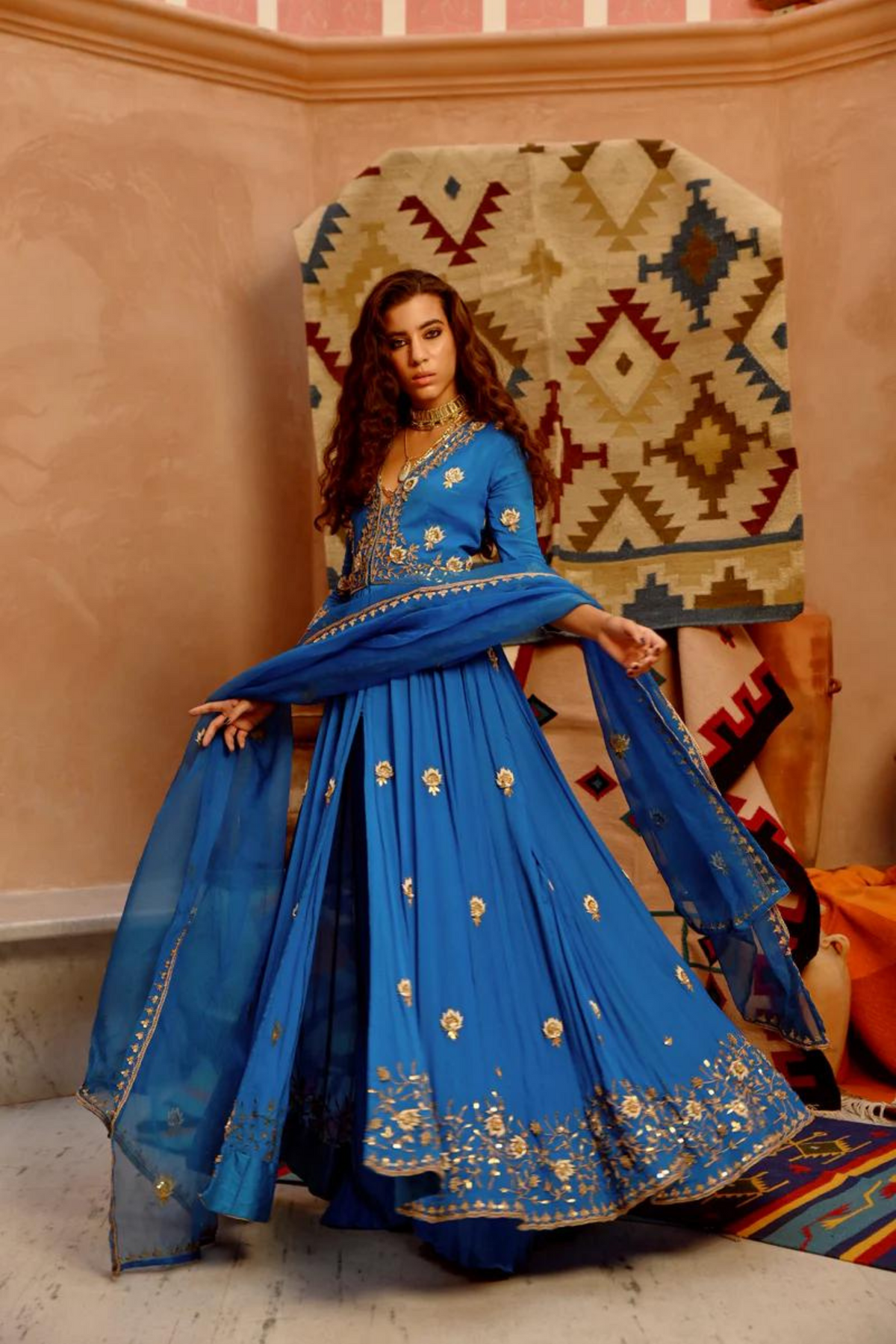 Cobalt Blue Anarkali Set