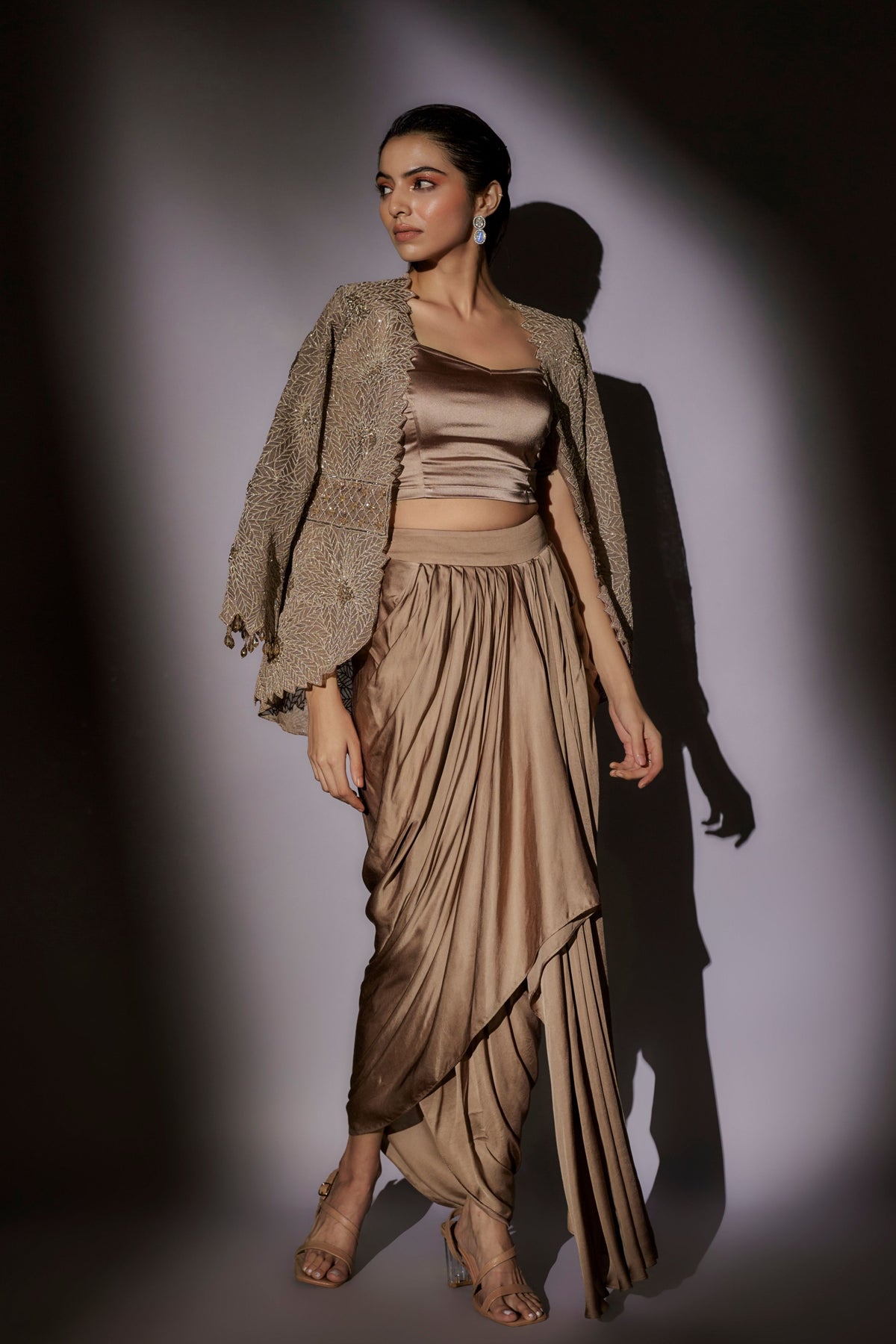 Embroided Jacket Cape Set