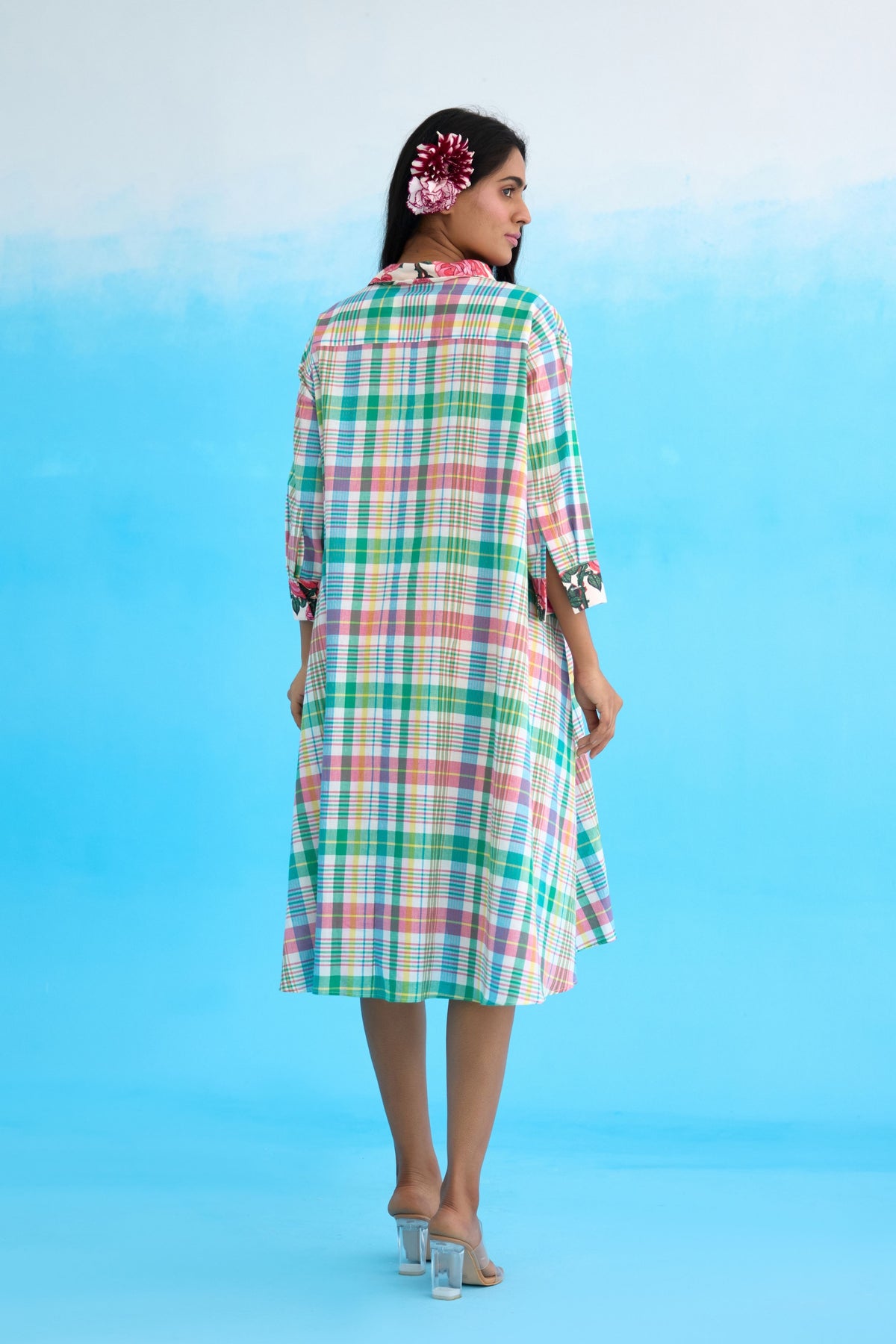 Blue Madras Checks A-line Dress