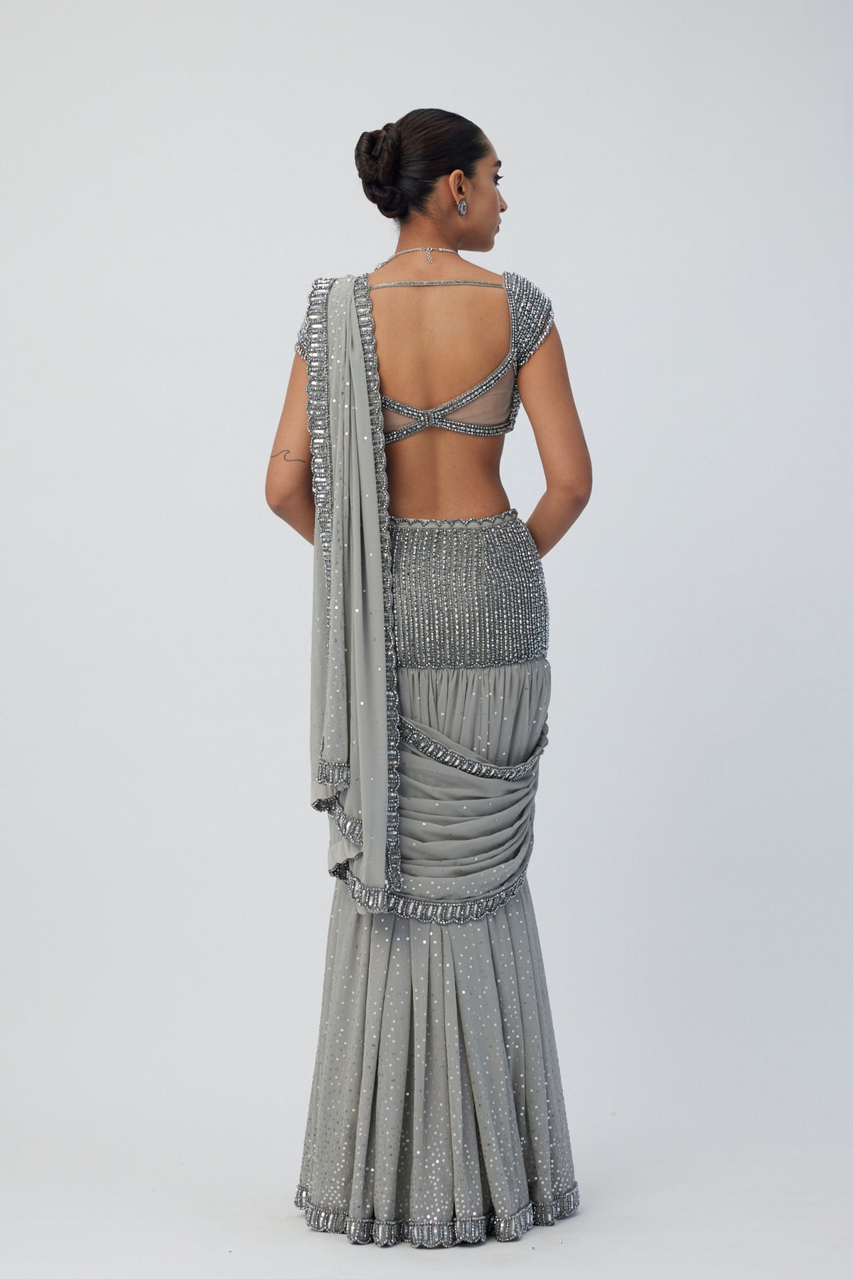 Crystal Grey Sequins Embroidered Lehenga Set