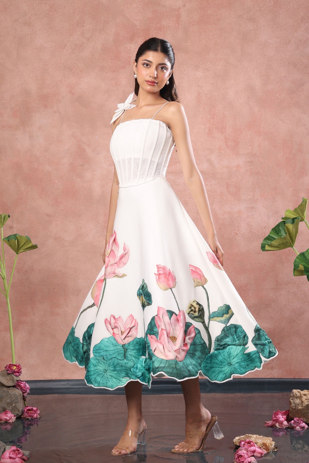 Printed Skirt Corset Flower Set