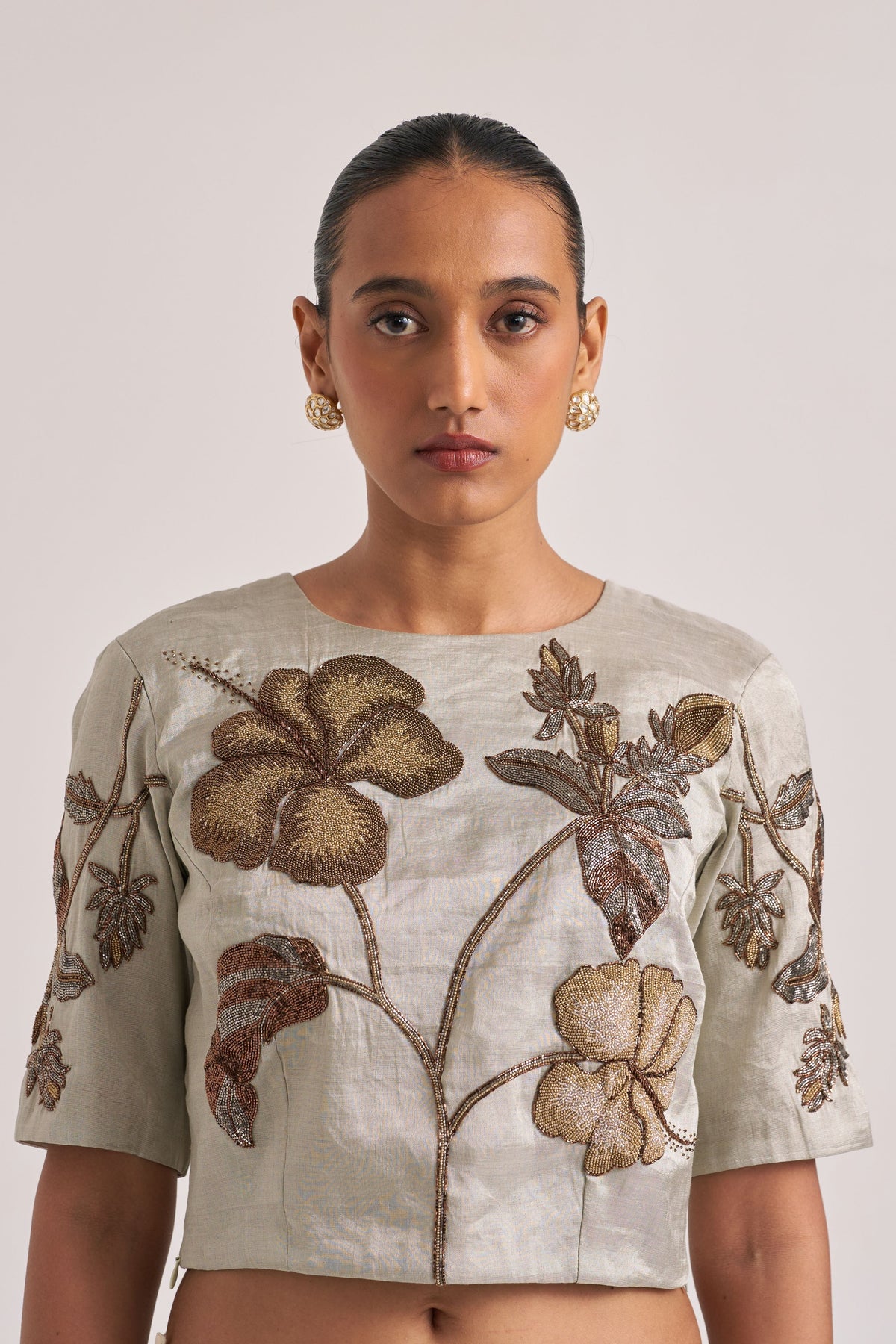Hibiscus Silver Blouse