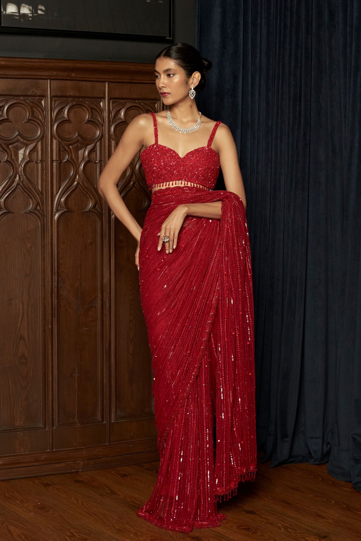 Red Statement Saree Set