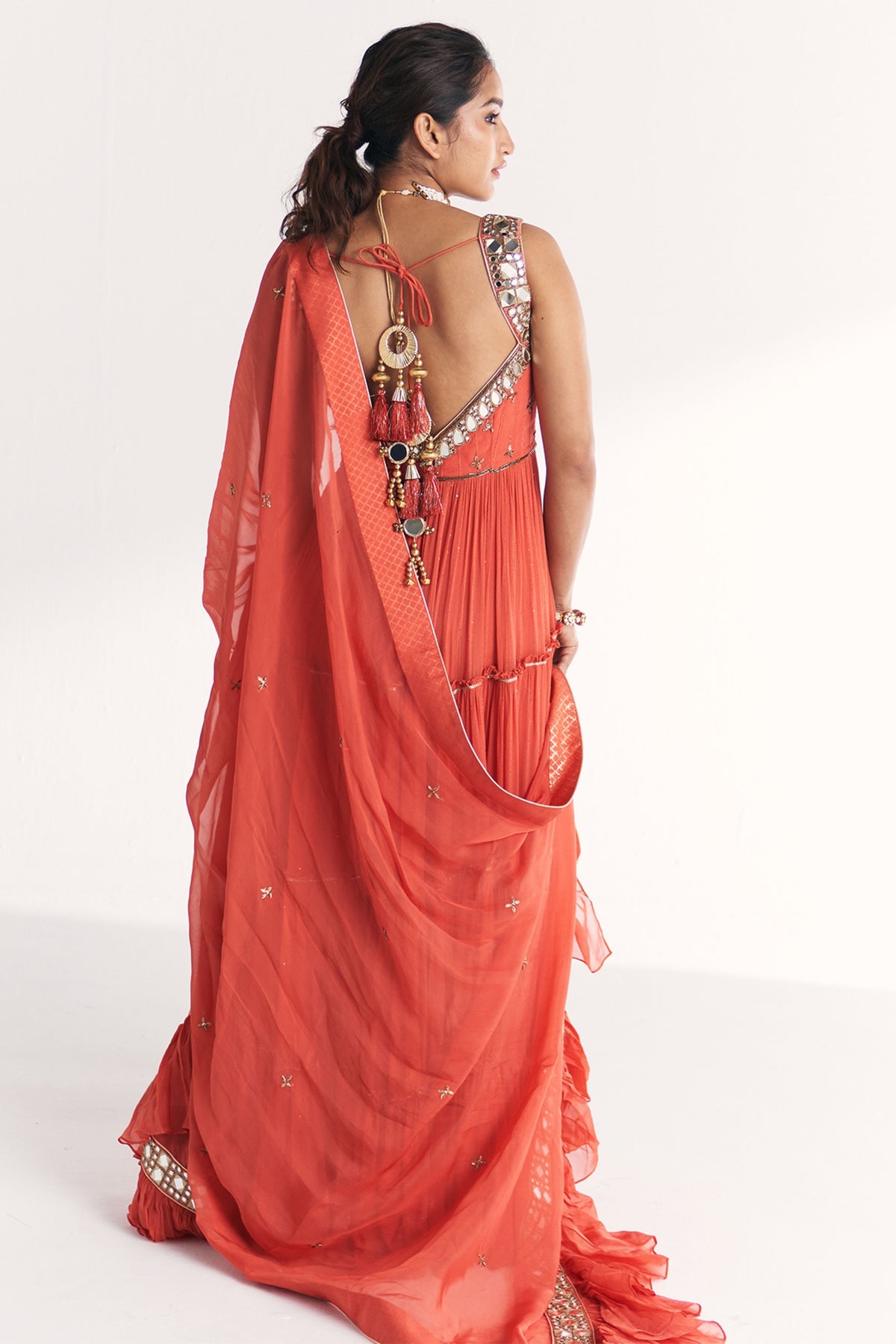 Safar Tangerine Anarkali