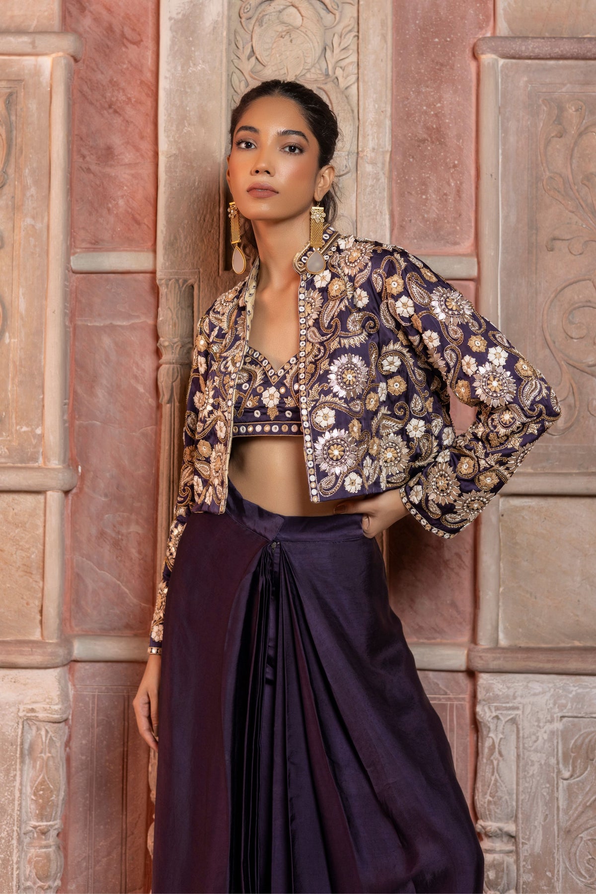 Embroidered Jacket Set
