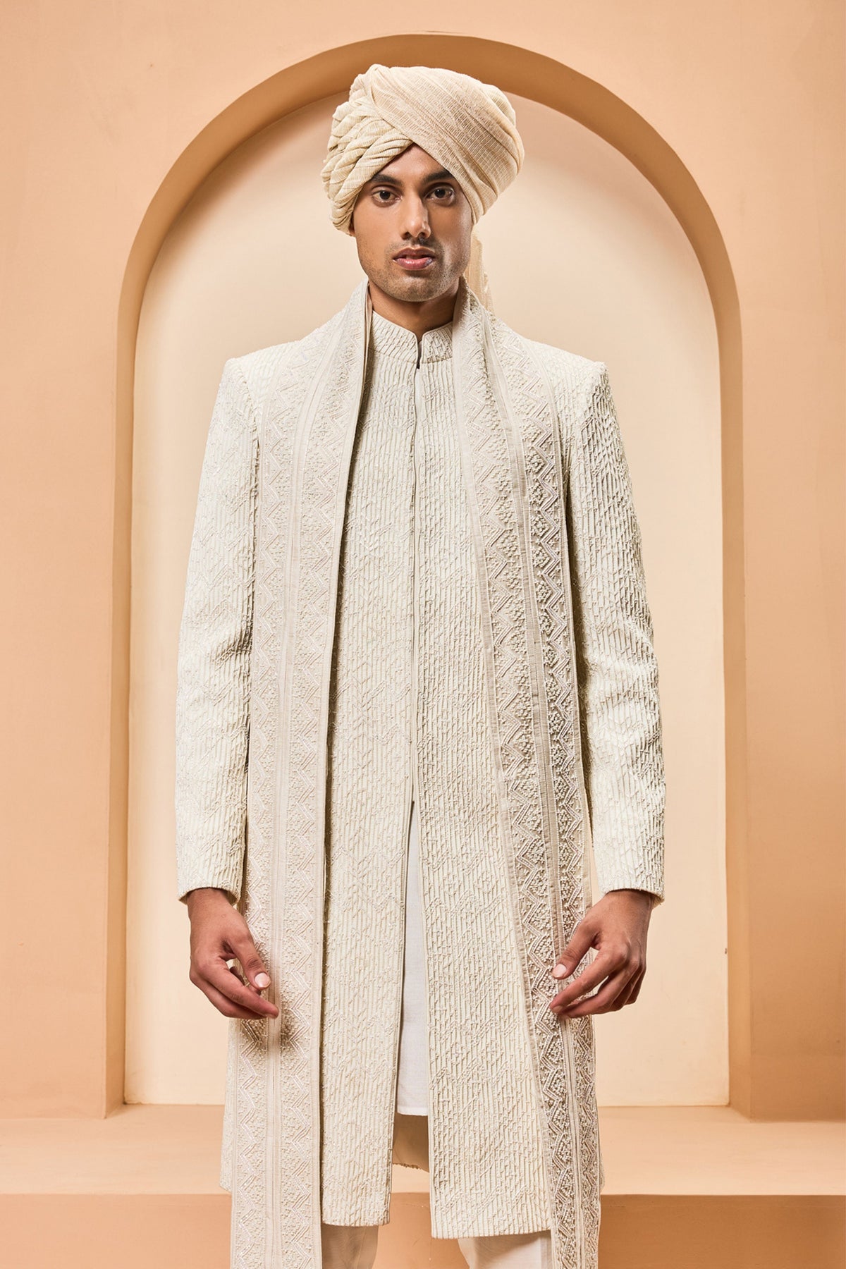 Pintex Pearl Accent Sherwani Set