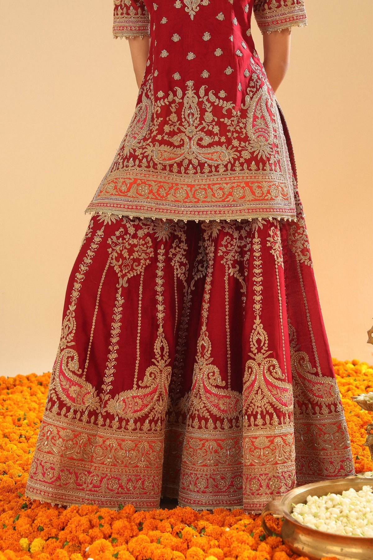 Deep Red Sharara Set