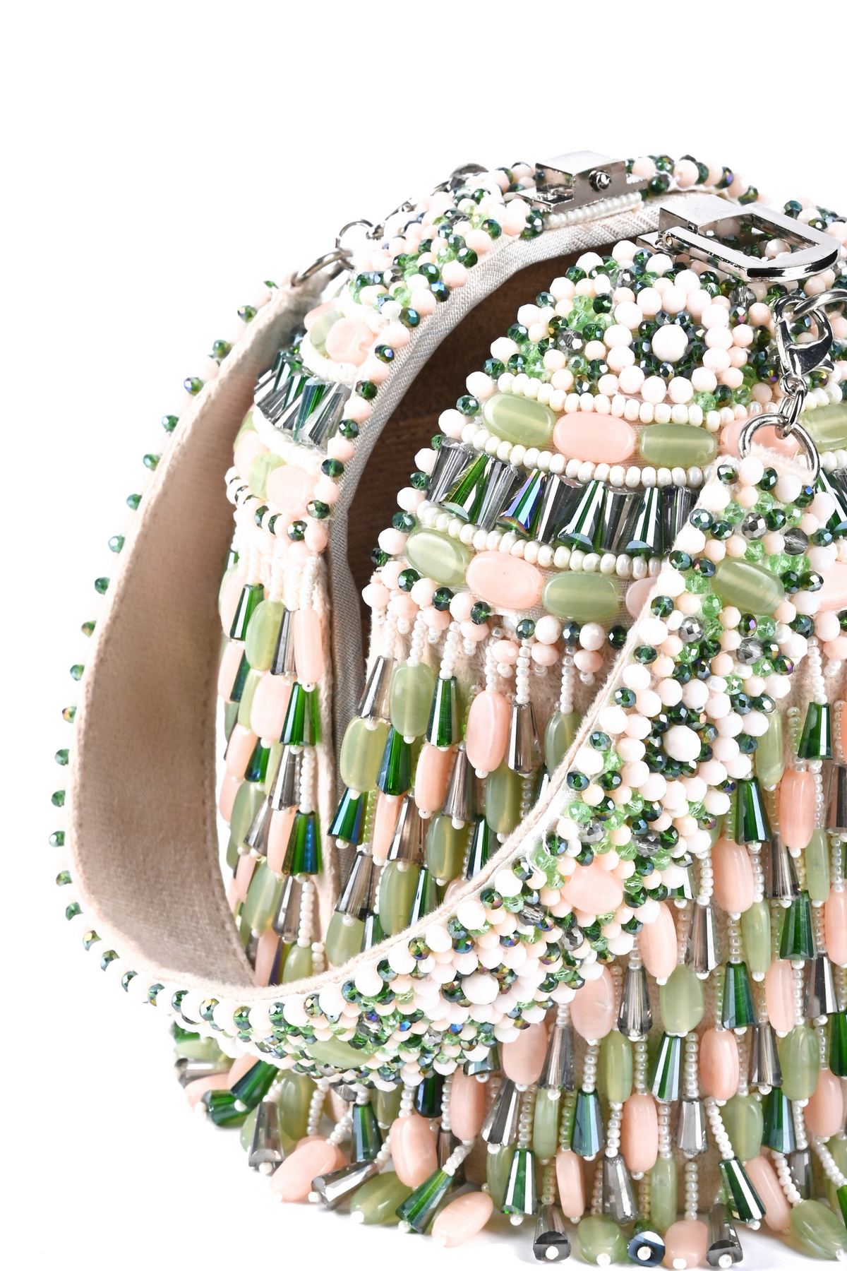 Elly Pastel Green Embellished Bucket Bag