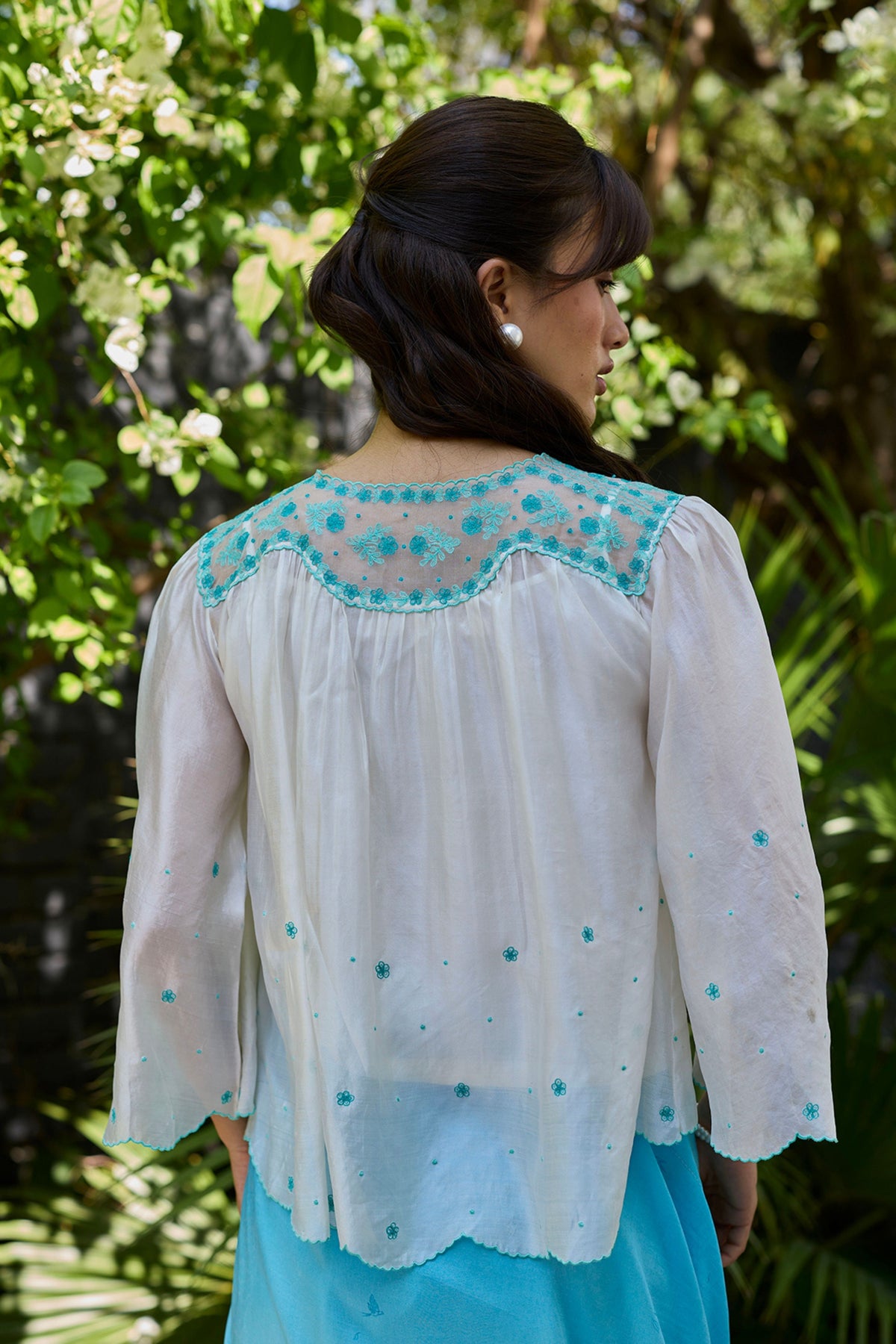 River Fork Ivory Embroidered Blouse
