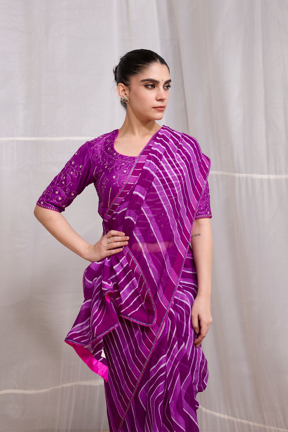 Purple Tarang Saree Set