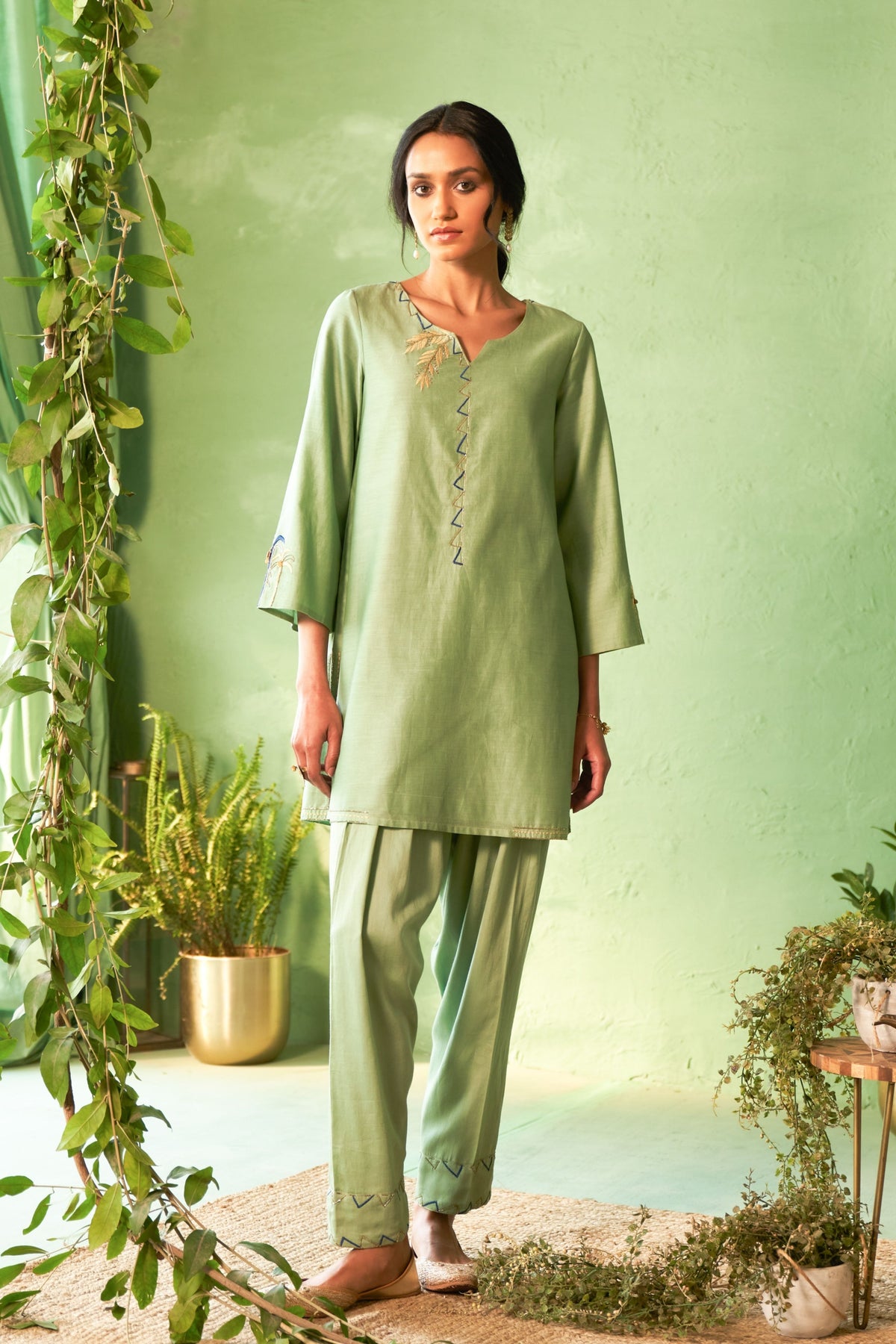 Tea Green Tunic Set