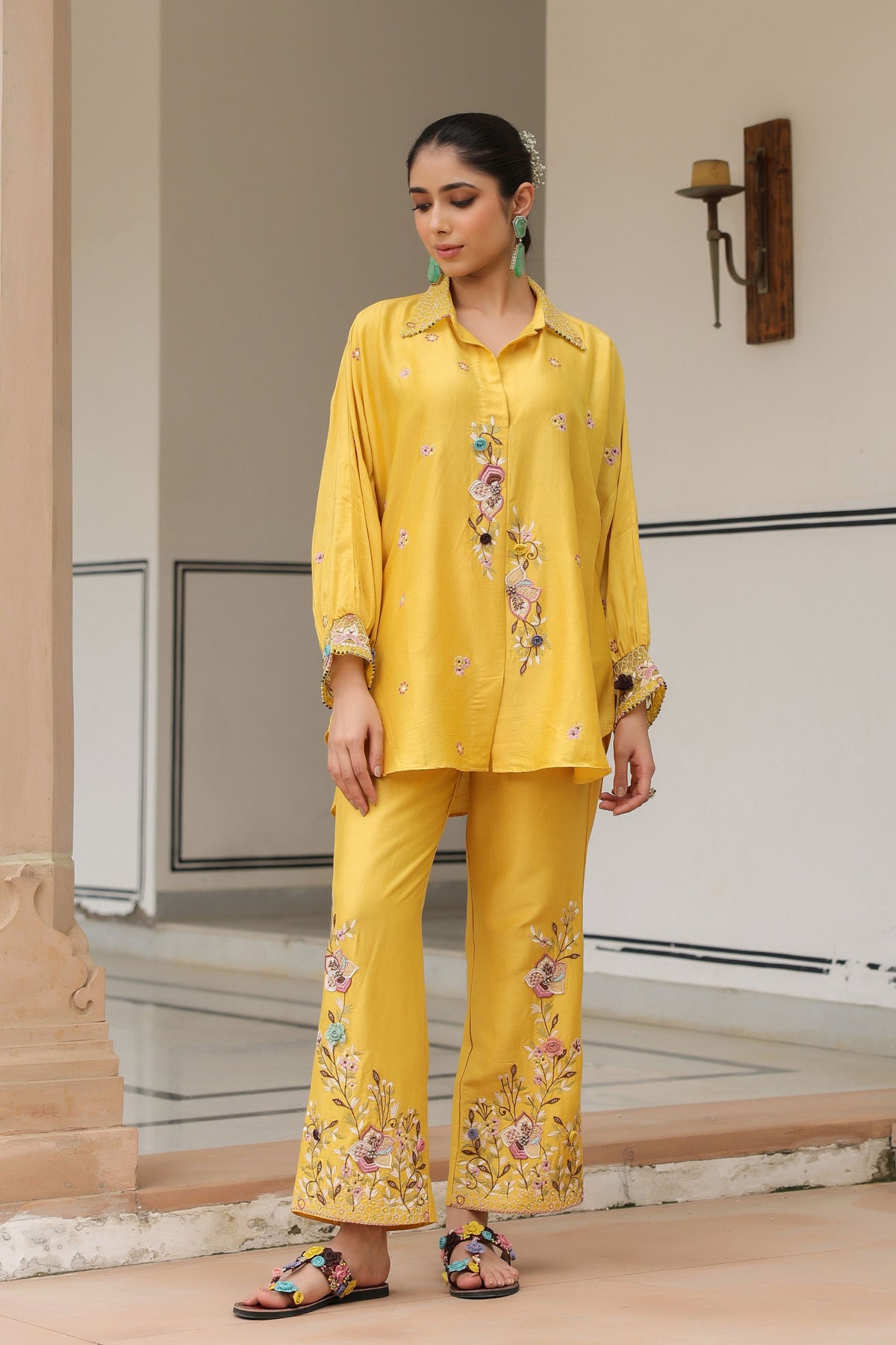 Gulzar Yellow Embroidered Co-ord Set