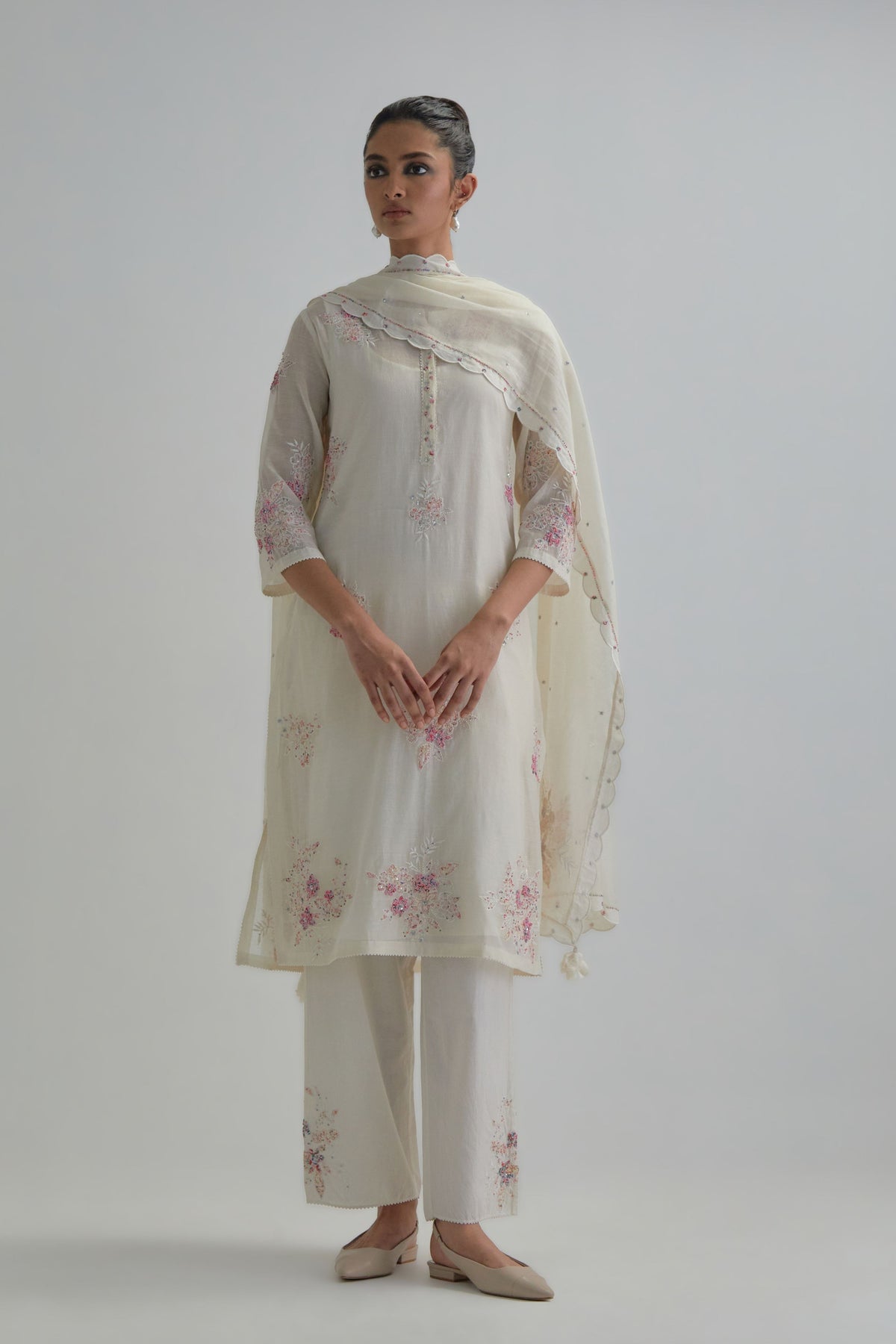Pink Beaded Kurta And Pants