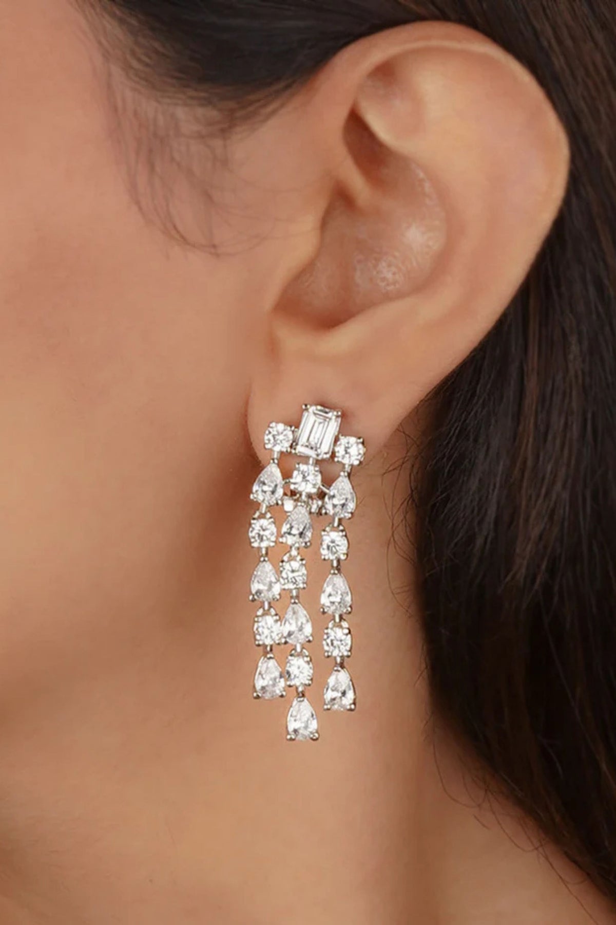 Faux Diamond Necklace With Earrings