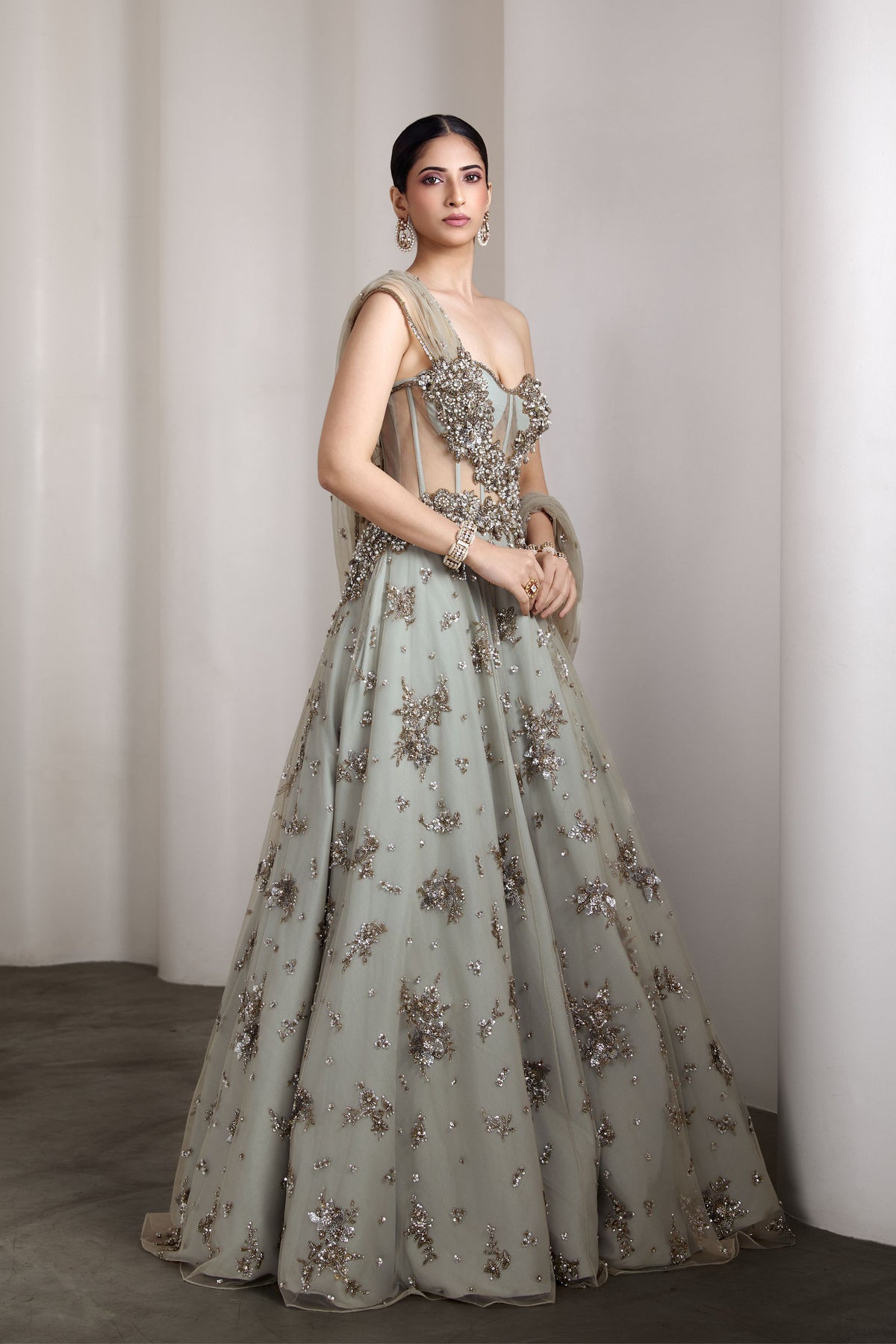 Grey Corset Fit Gown