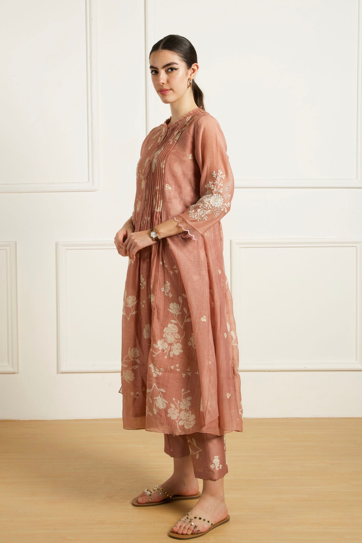 Almond Pleated Kurta Set