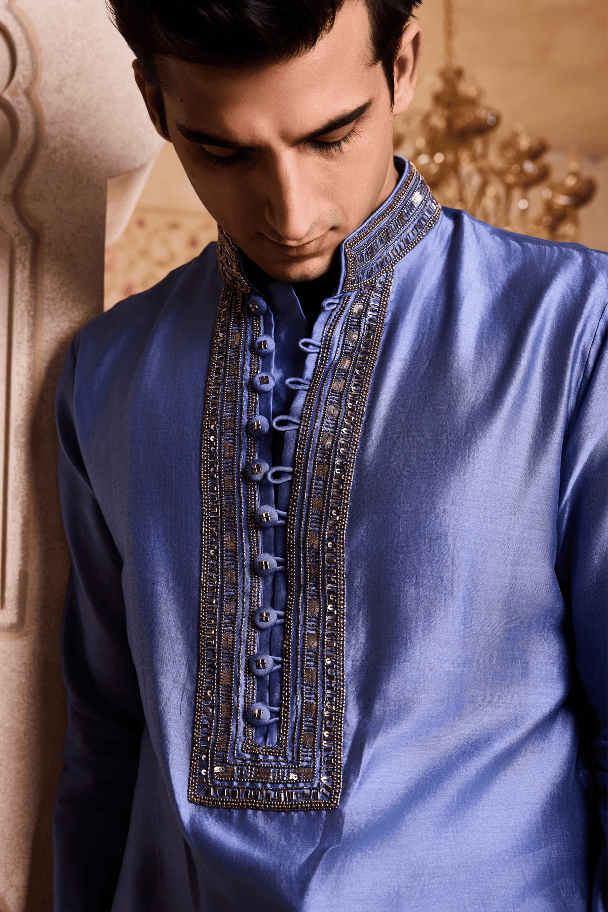 Embroidred Blue Grey Kurta Set