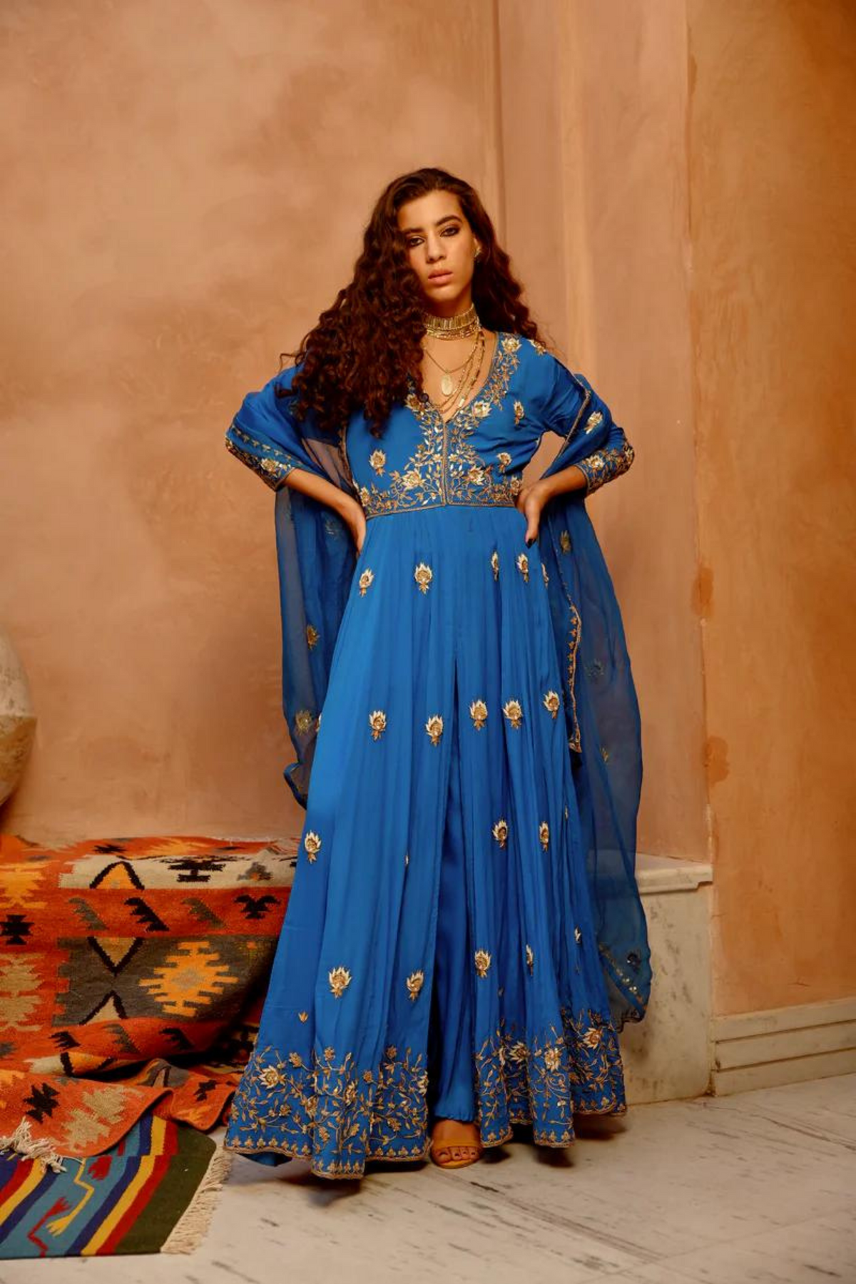 Cobalt Blue Anarkali Set