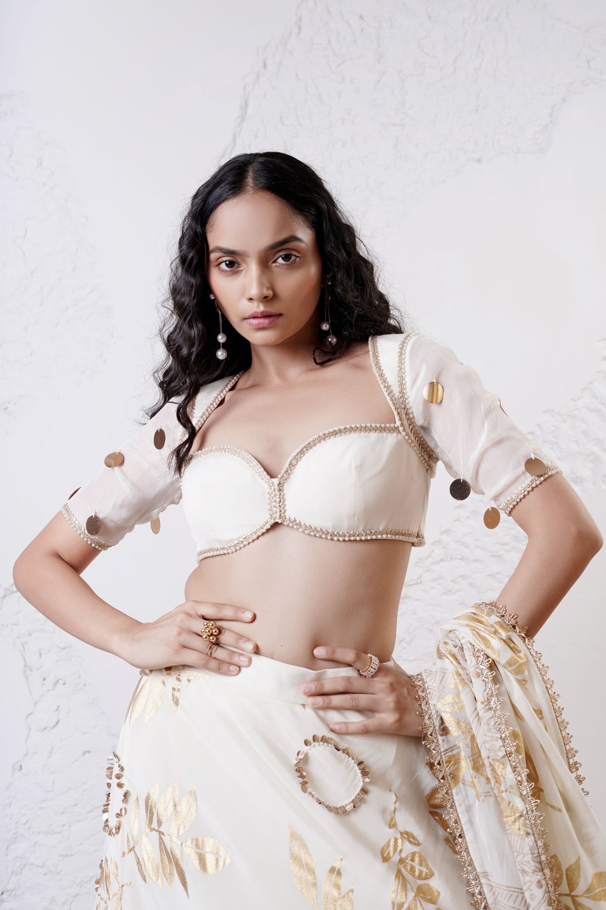 Ivory Embroidered Lehenga Set
