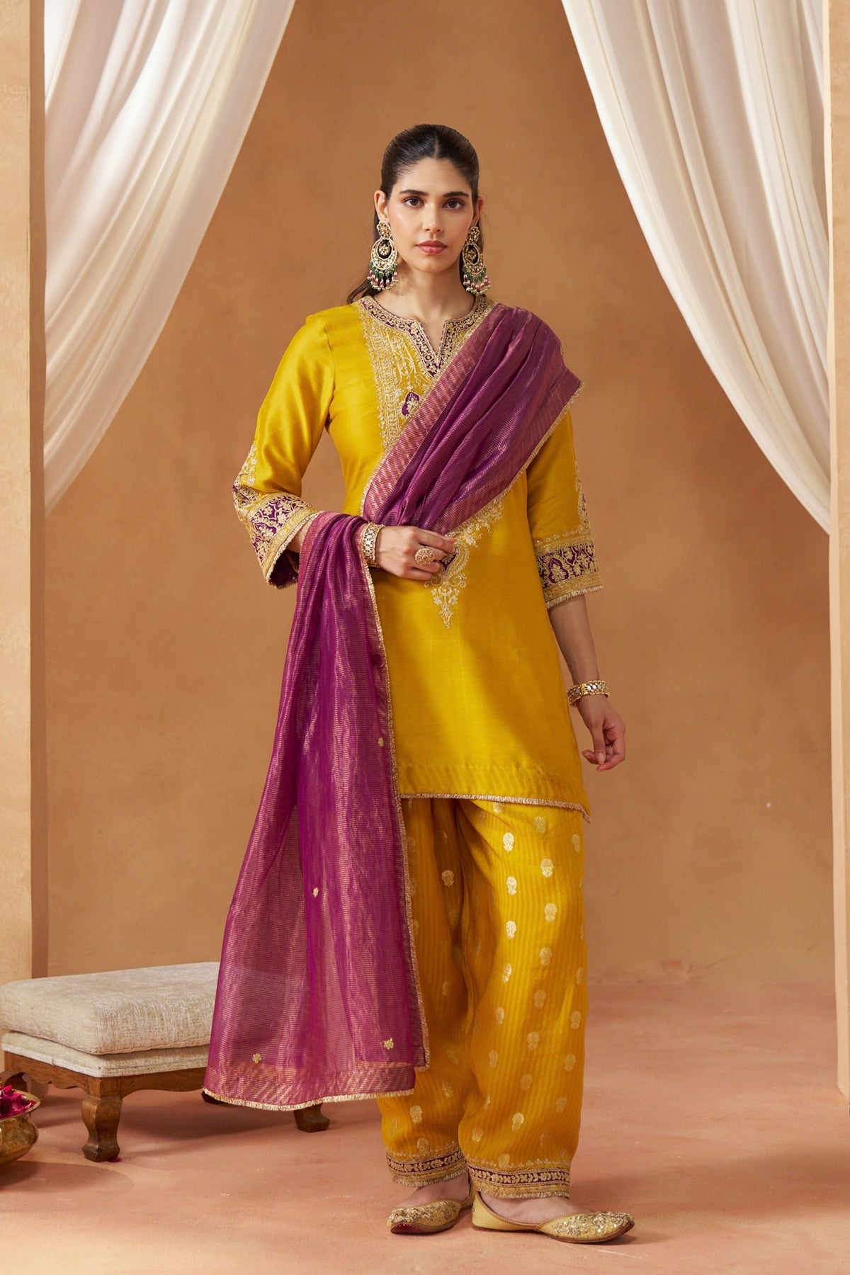 Adeela Mustard Kurta Set