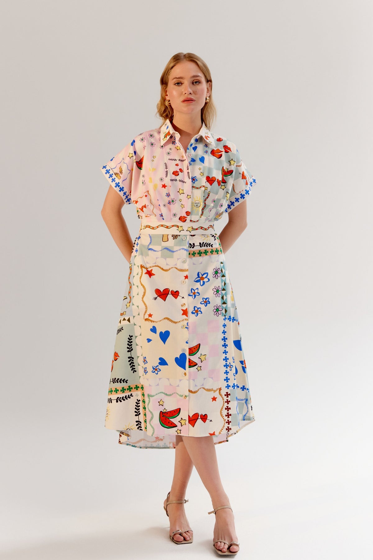 Boardgame Coral Midi Dress
