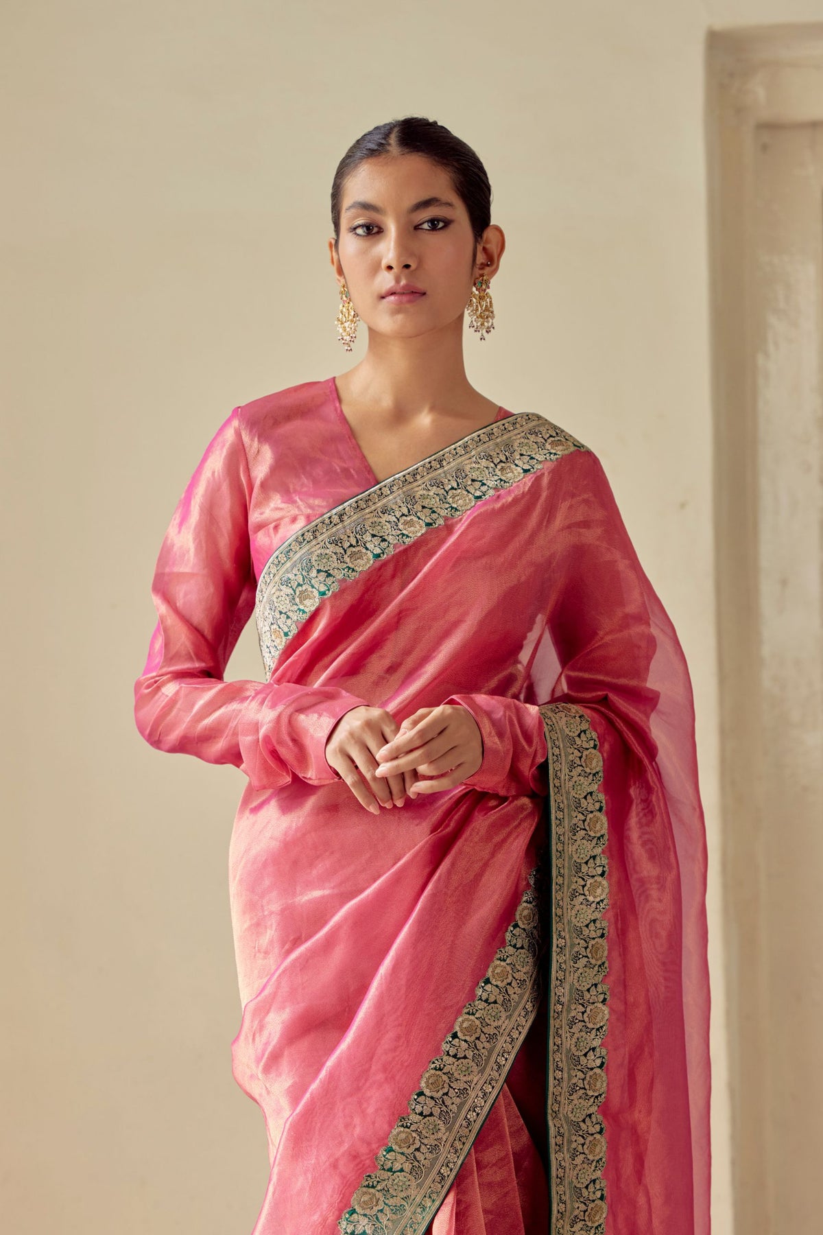 Sanyogita Tissue Magenta Blouse