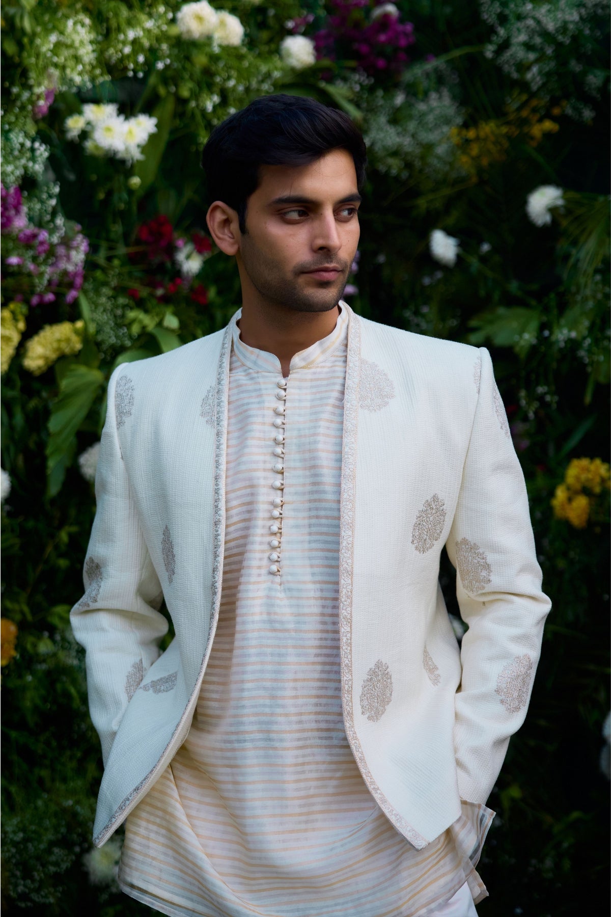Pristine White Kurta Set With Jacket