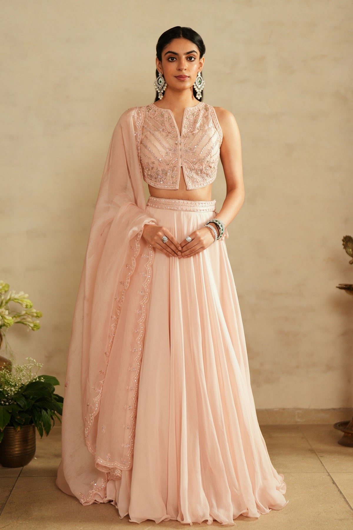 Pastel Pink Jacket Lehenga Set