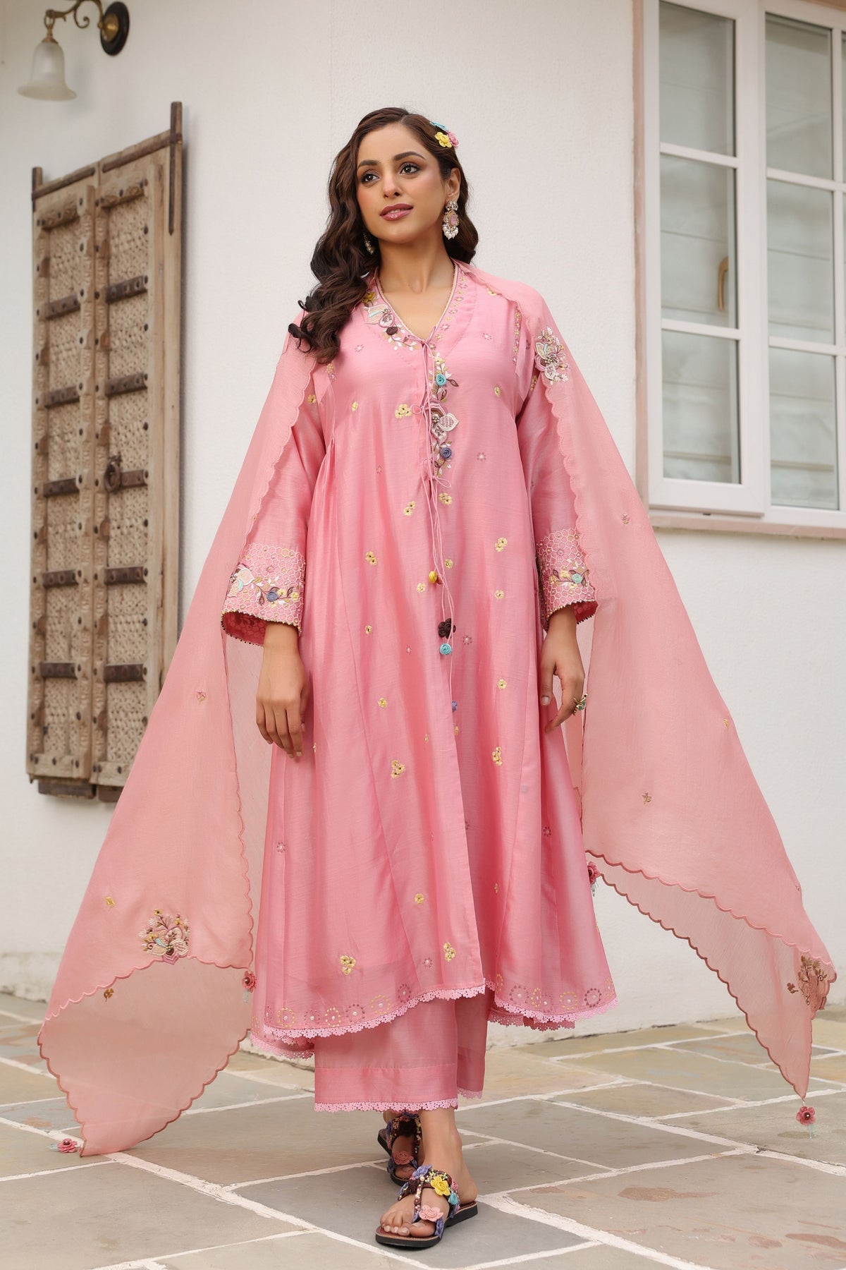 Gulzar Pink Kalidaar Set